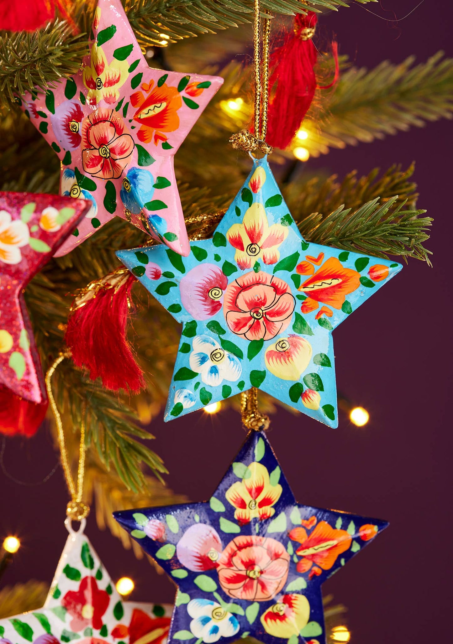 Kashmiri Floral Star Handpainted Christmas Decoration