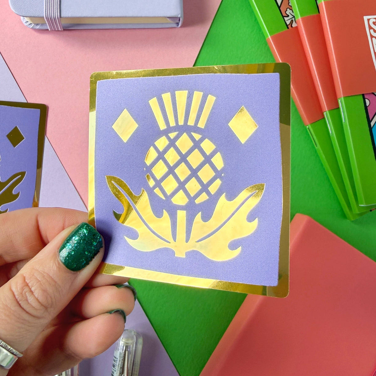 Gold Foil Thistle Tile Sticker