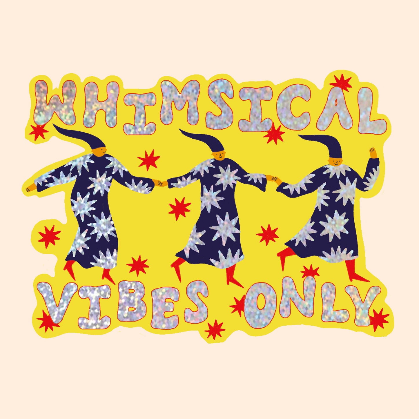 Whimsical Vibes Only Glitter Sticker by Little Black Cat