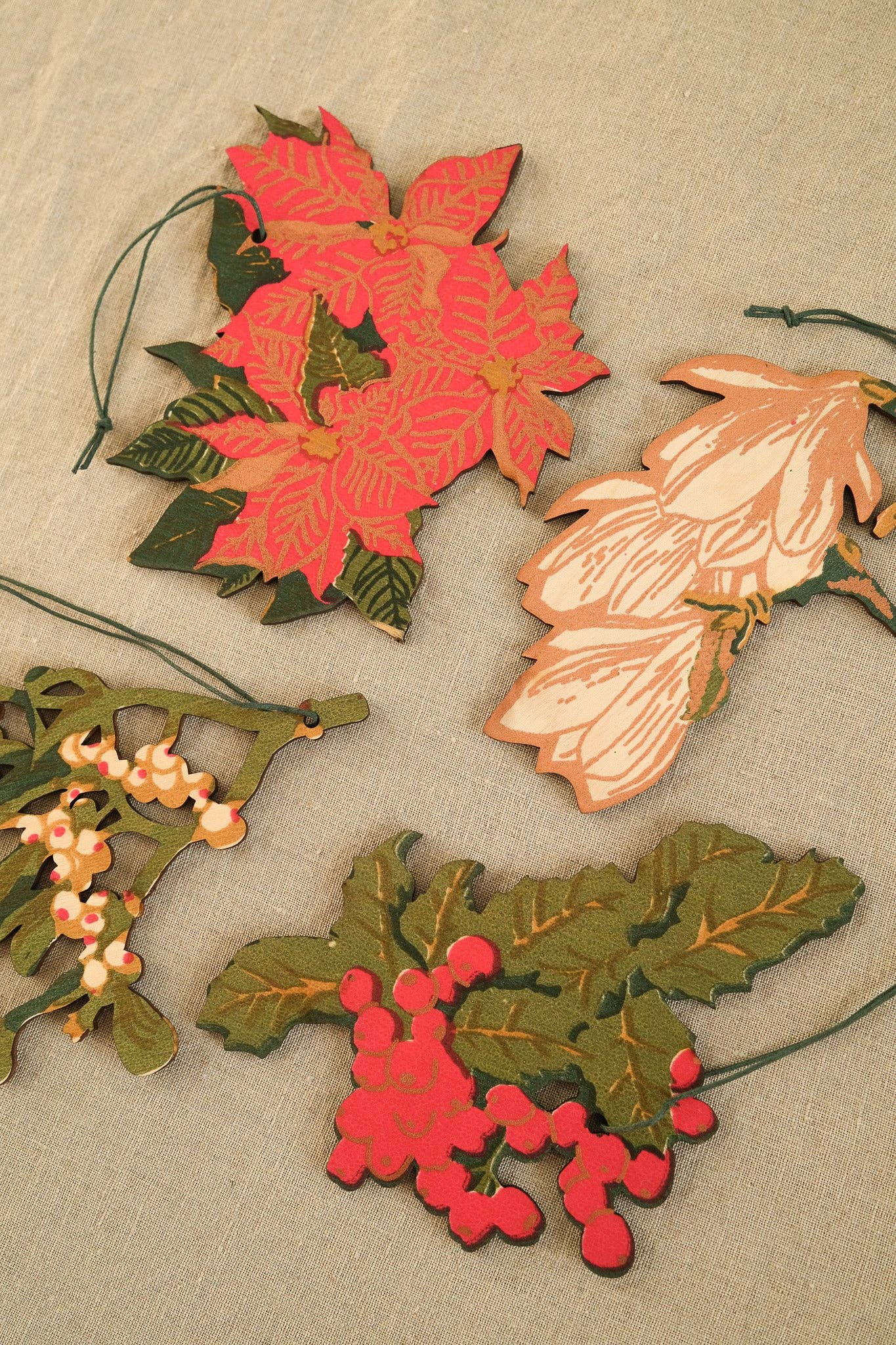 Festive Foliage Wooden Ornaments by East End Press
