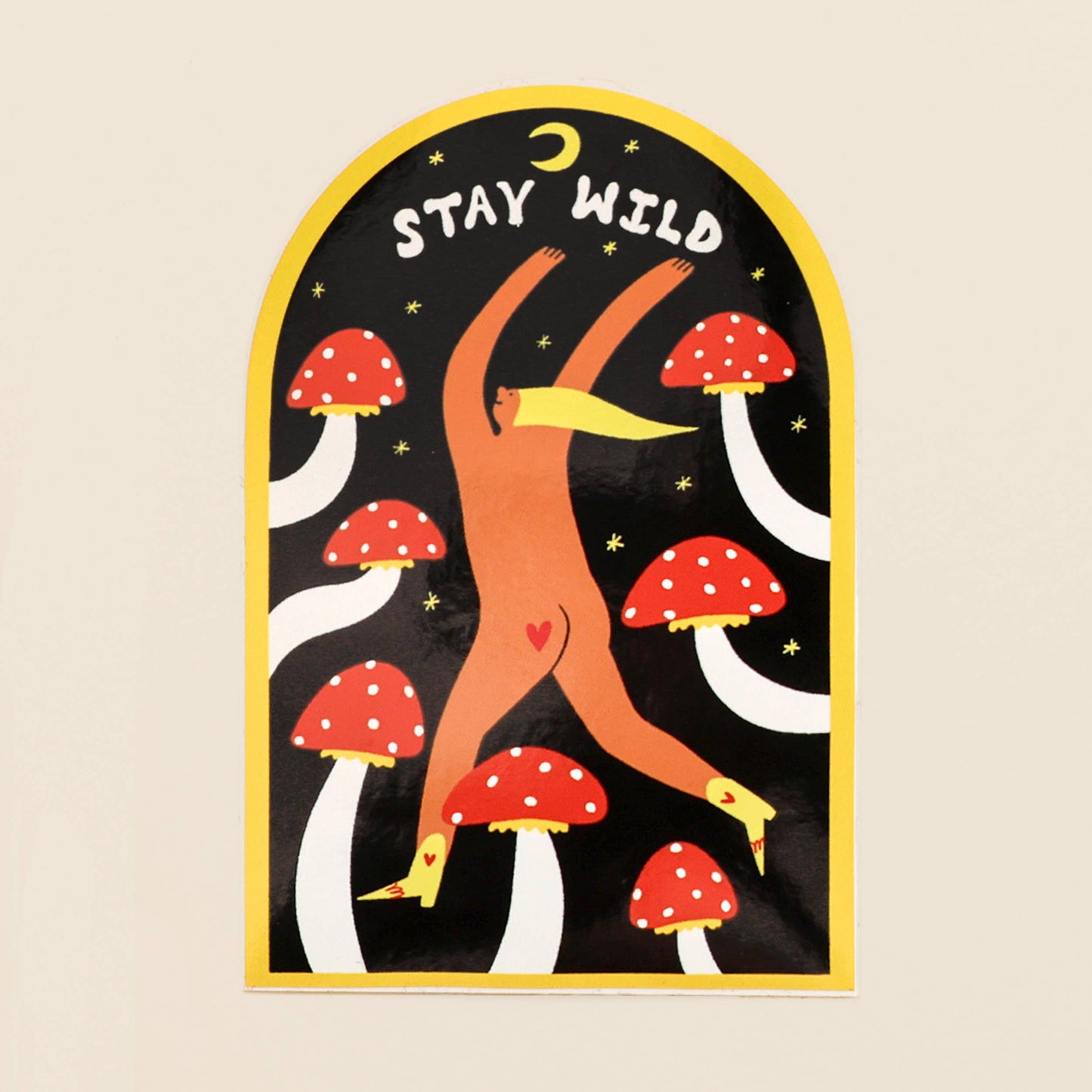 Mushroom Stay Wild Sticker by Little Black Cat