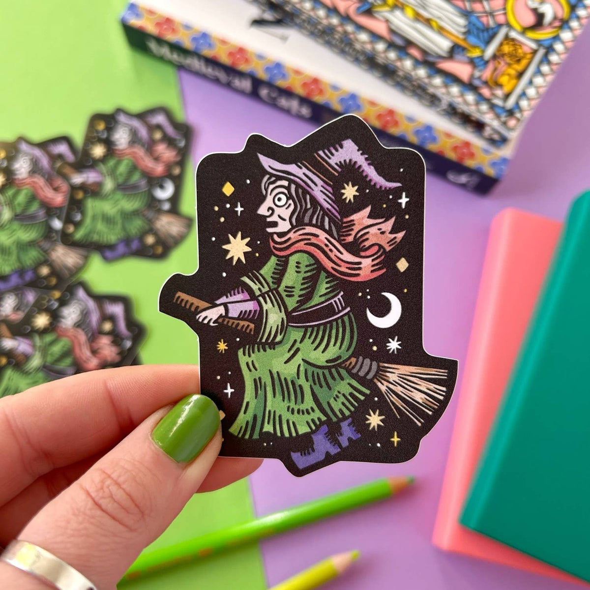 Witch on a Broomstick Vinyl Sticker