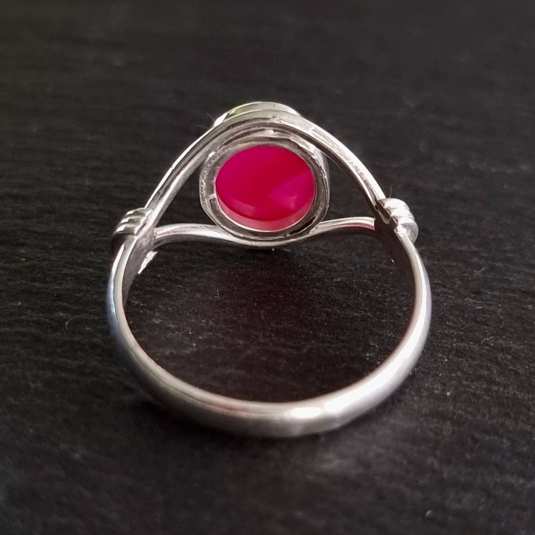 Sterling Silver Pink Agate Solitaire Ring