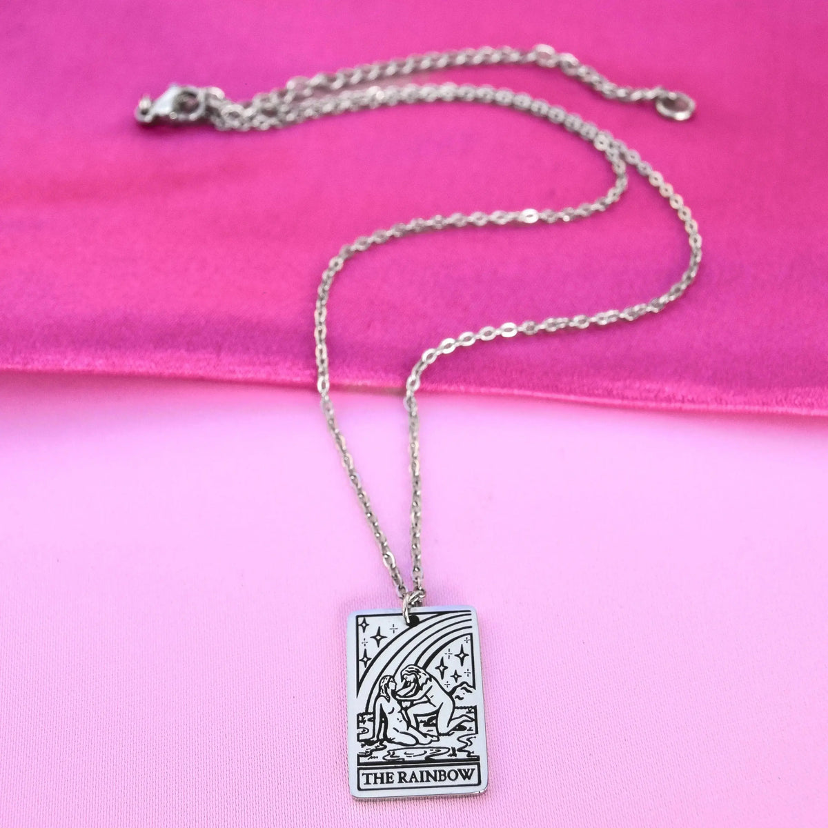 The Rainbow Tarot Card Silver Necklace by Leftbians