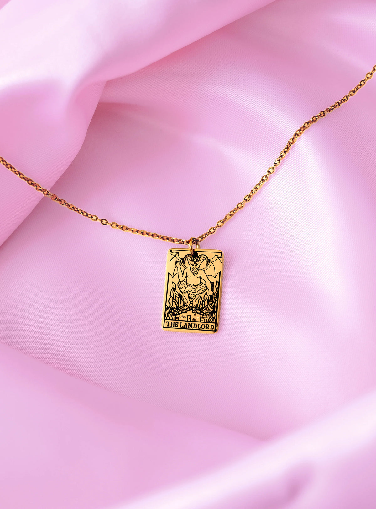 The Landlord Tarot Card Gold Necklace by Leftbians