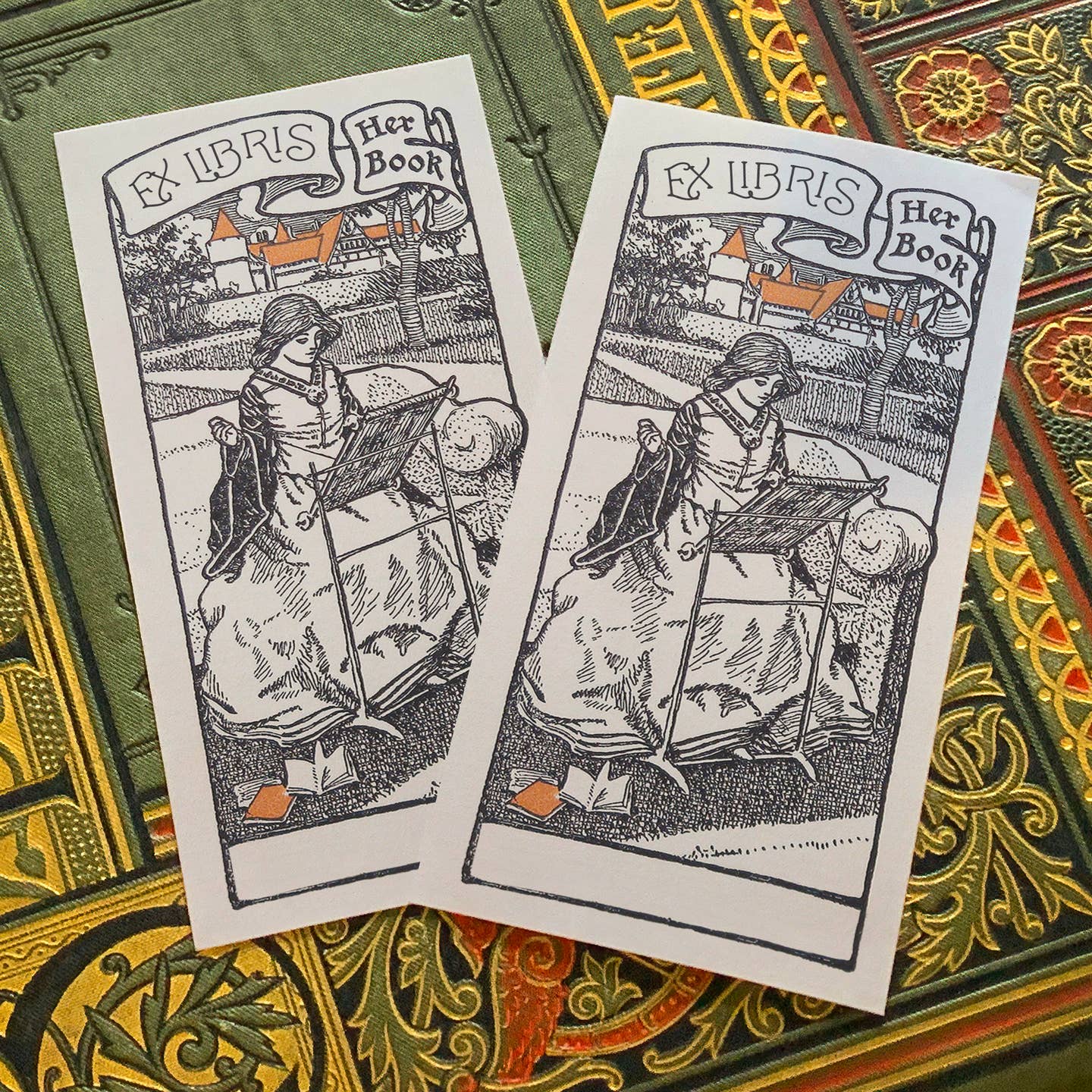 Maiden Spinning Loom Bookplate