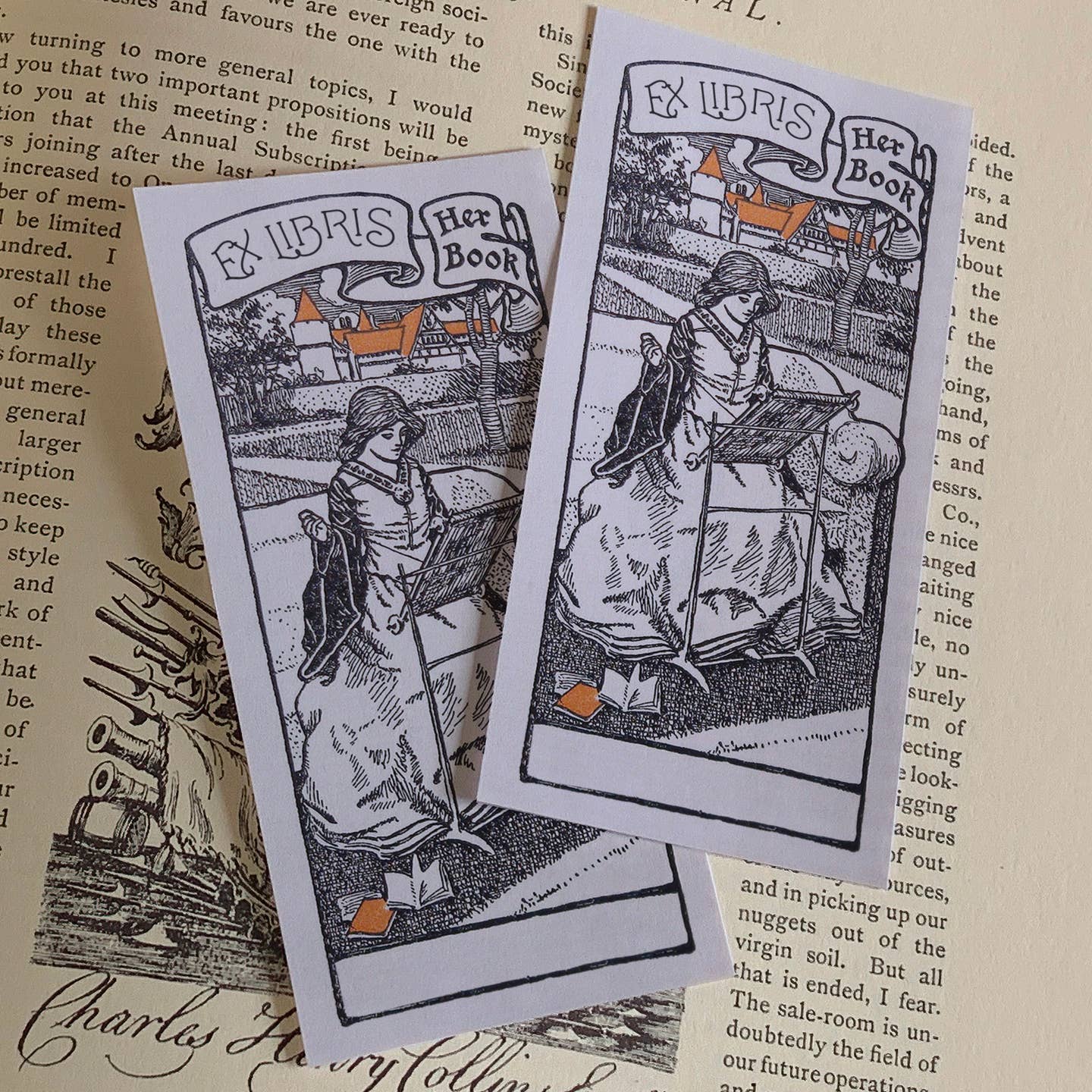 Maiden Spinning Loom Bookplate