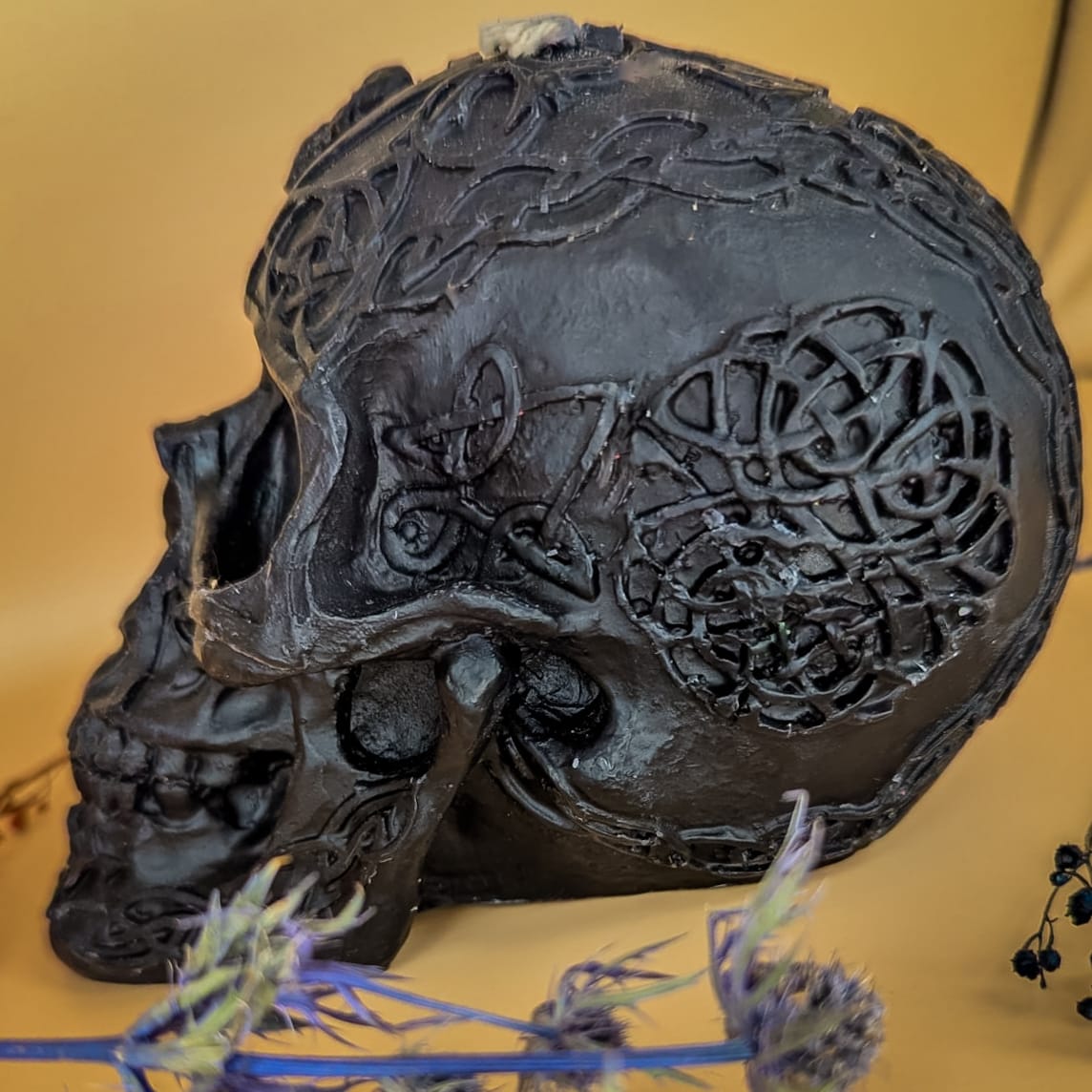 Black Skull Beeswax Candle