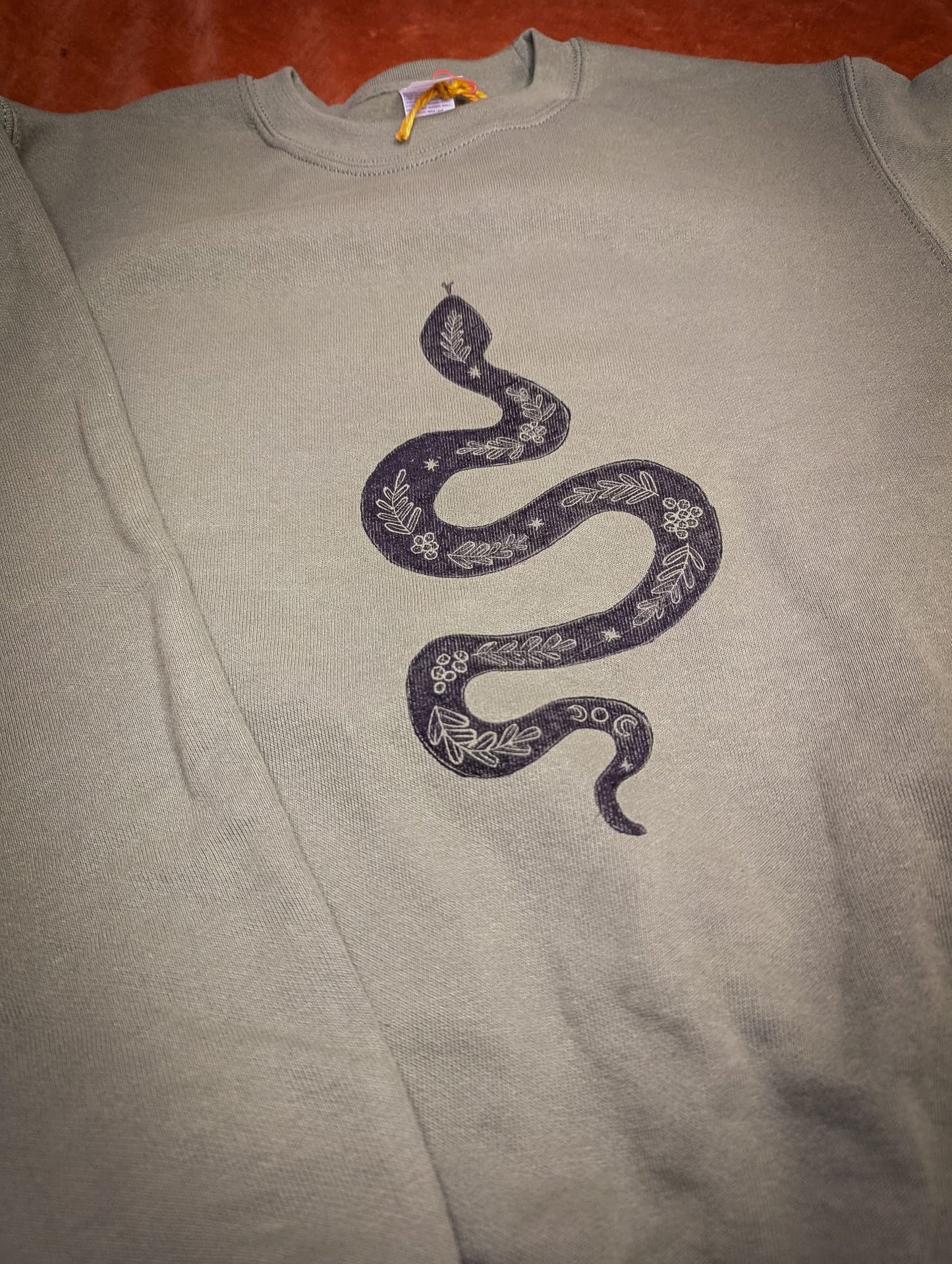 Green Snake Sweatshirt by Acorn Print Studios