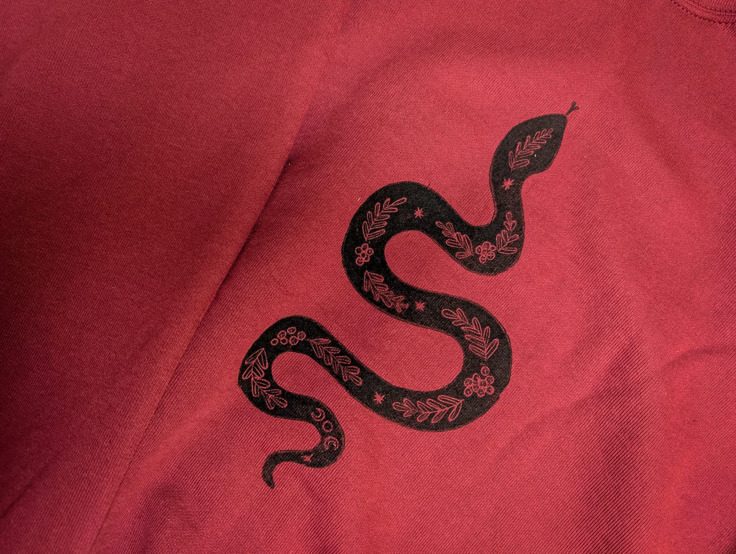 Burgundy Snake Sweatshirt by Acorn Print Studio