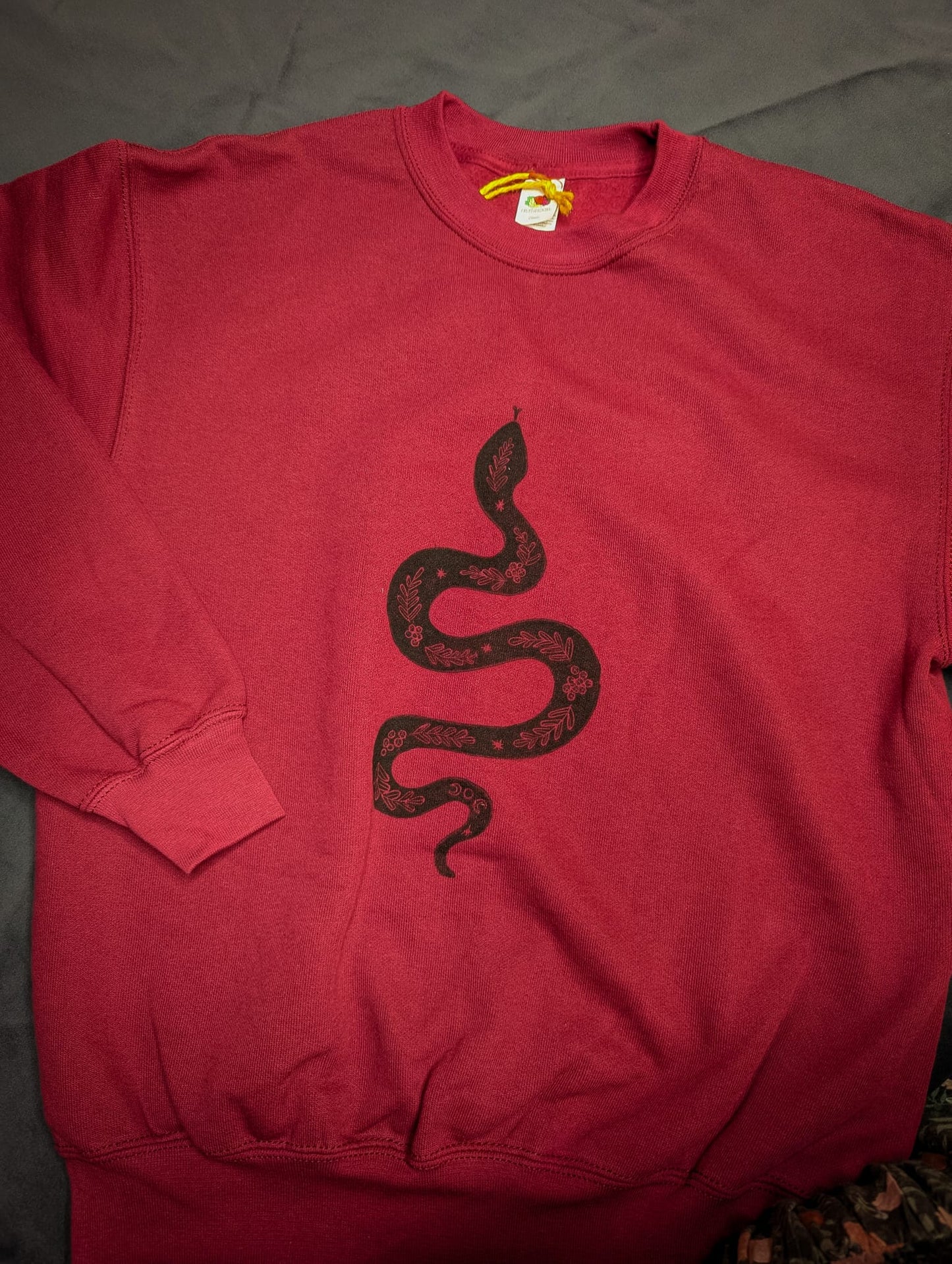 Burgundy Snake Sweatshirt by Acorn Print Studio
