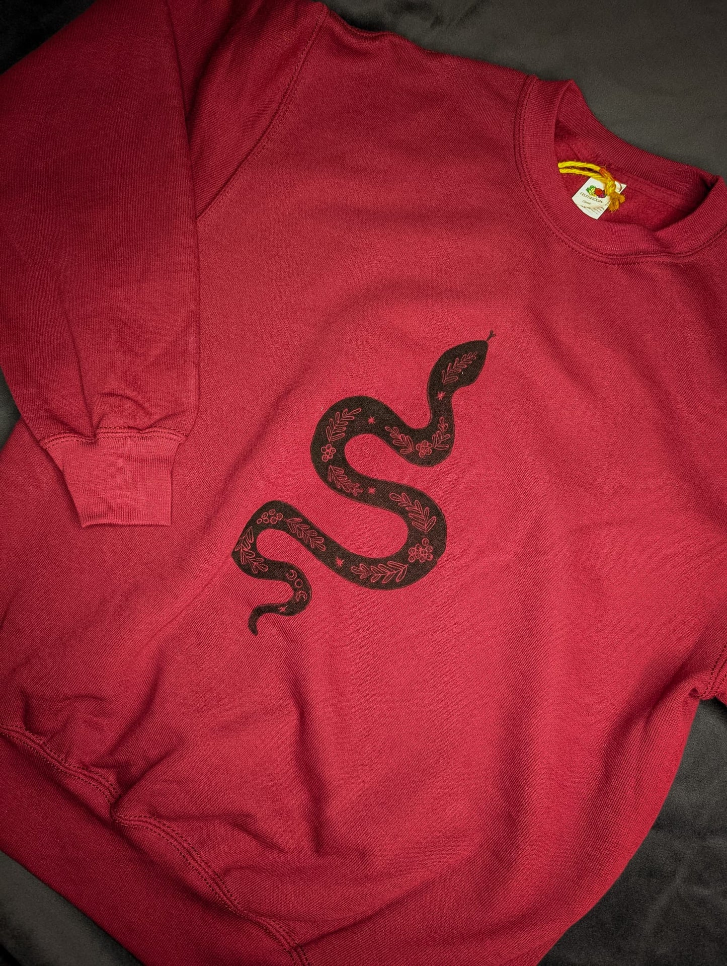 Burgundy Snake Sweatshirt by Acorn Print Studio