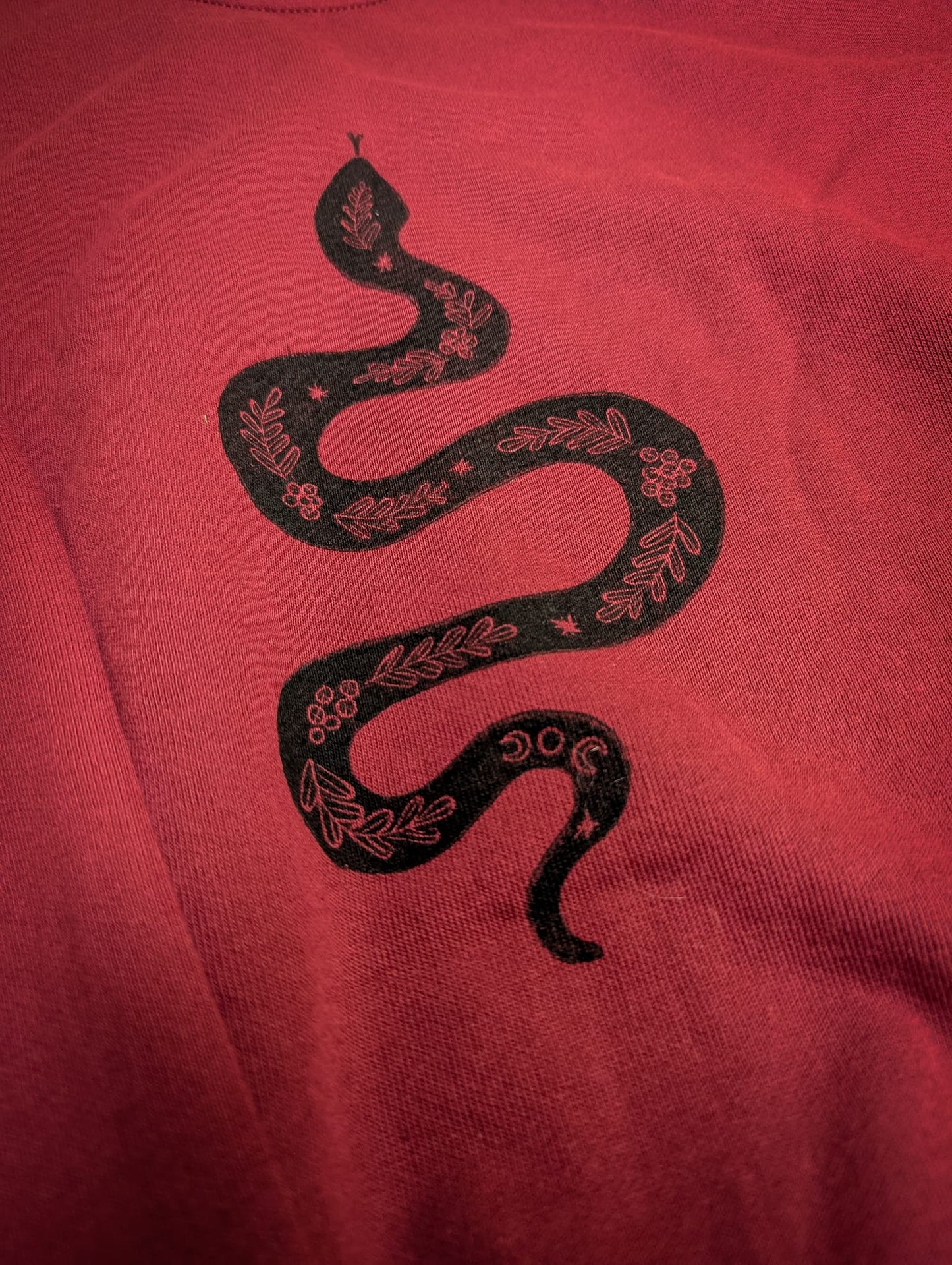 Burgundy Snake Sweatshirt by Acorn Print Studio