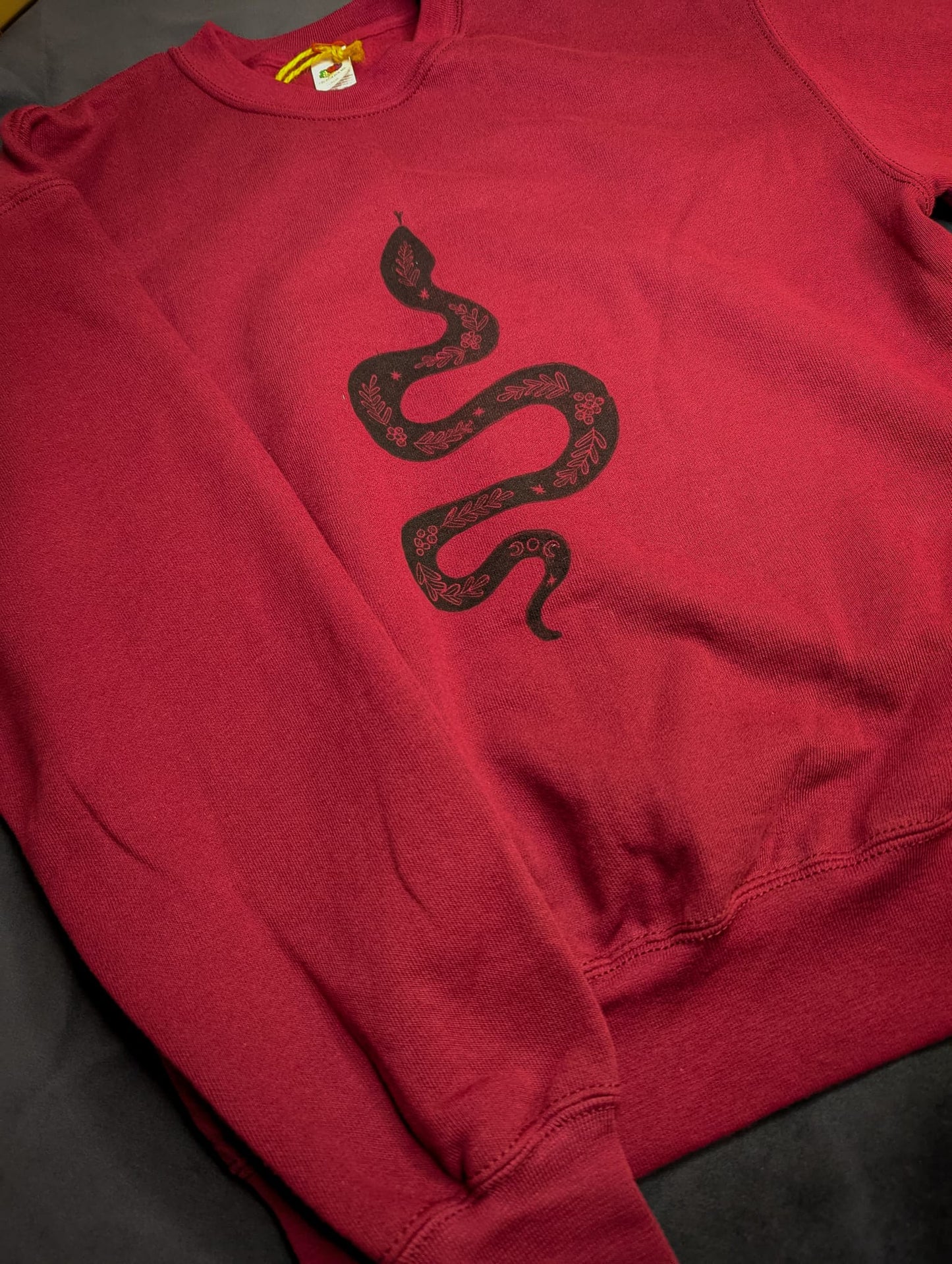 Burgundy Snake Sweatshirt by Acorn Print Studio