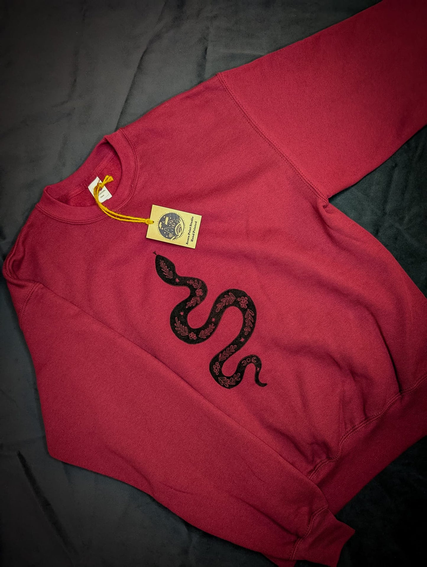 Burgundy Snake Sweatshirt by Acorn Print Studio