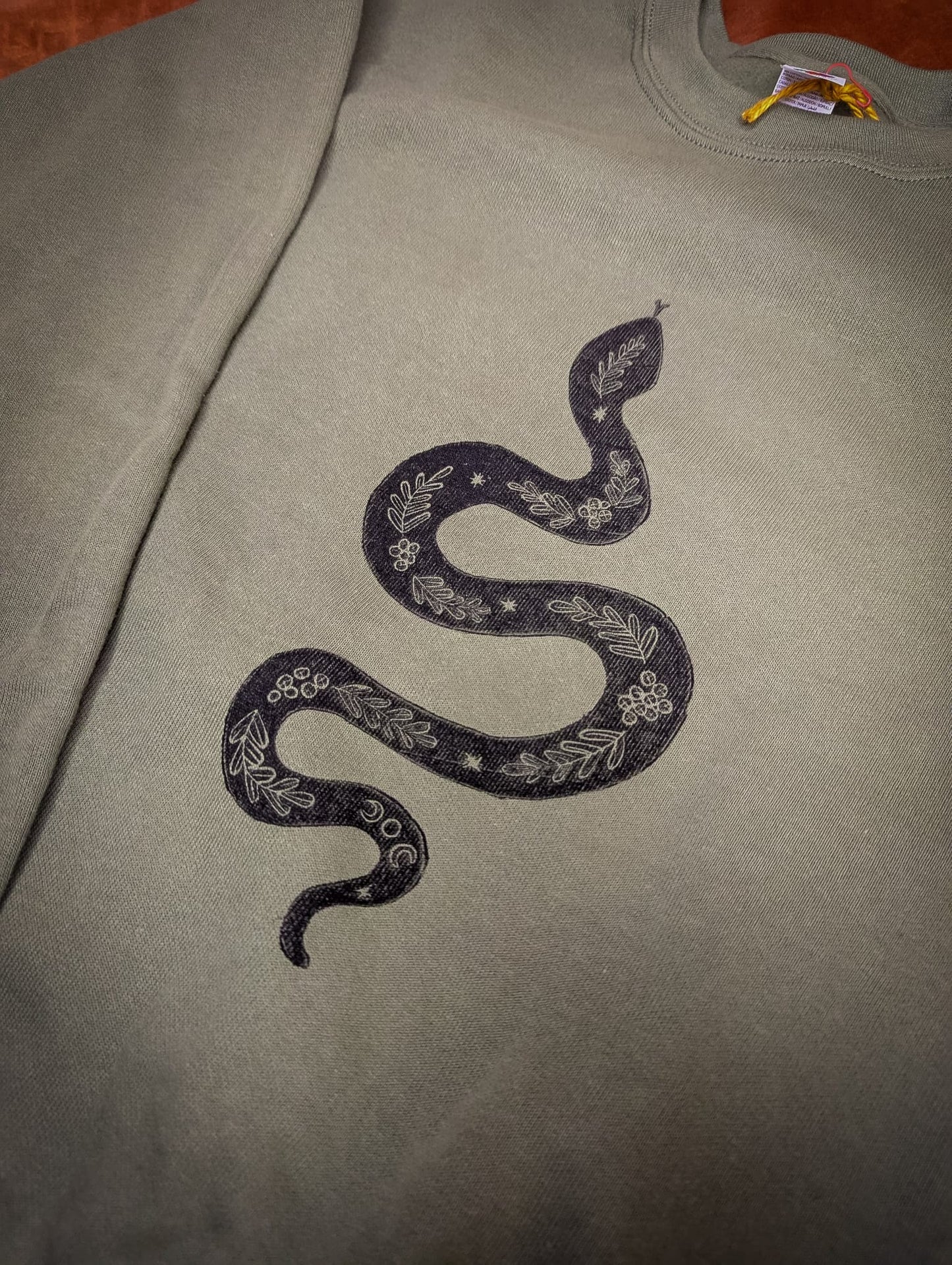 Green Snake Sweatshirt by Acorn Print Studios