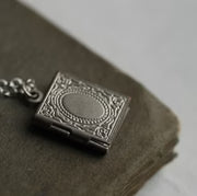 Engraved Silver Book Locket