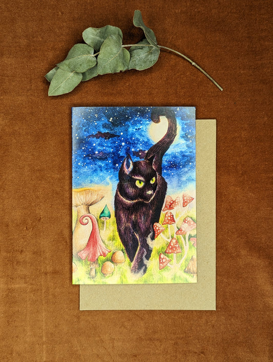 “Cat” Greeting Card by Rebecca Jackson