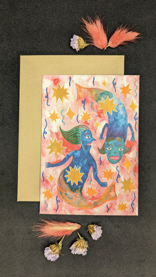 “Twin Mermaids” Greeting Card