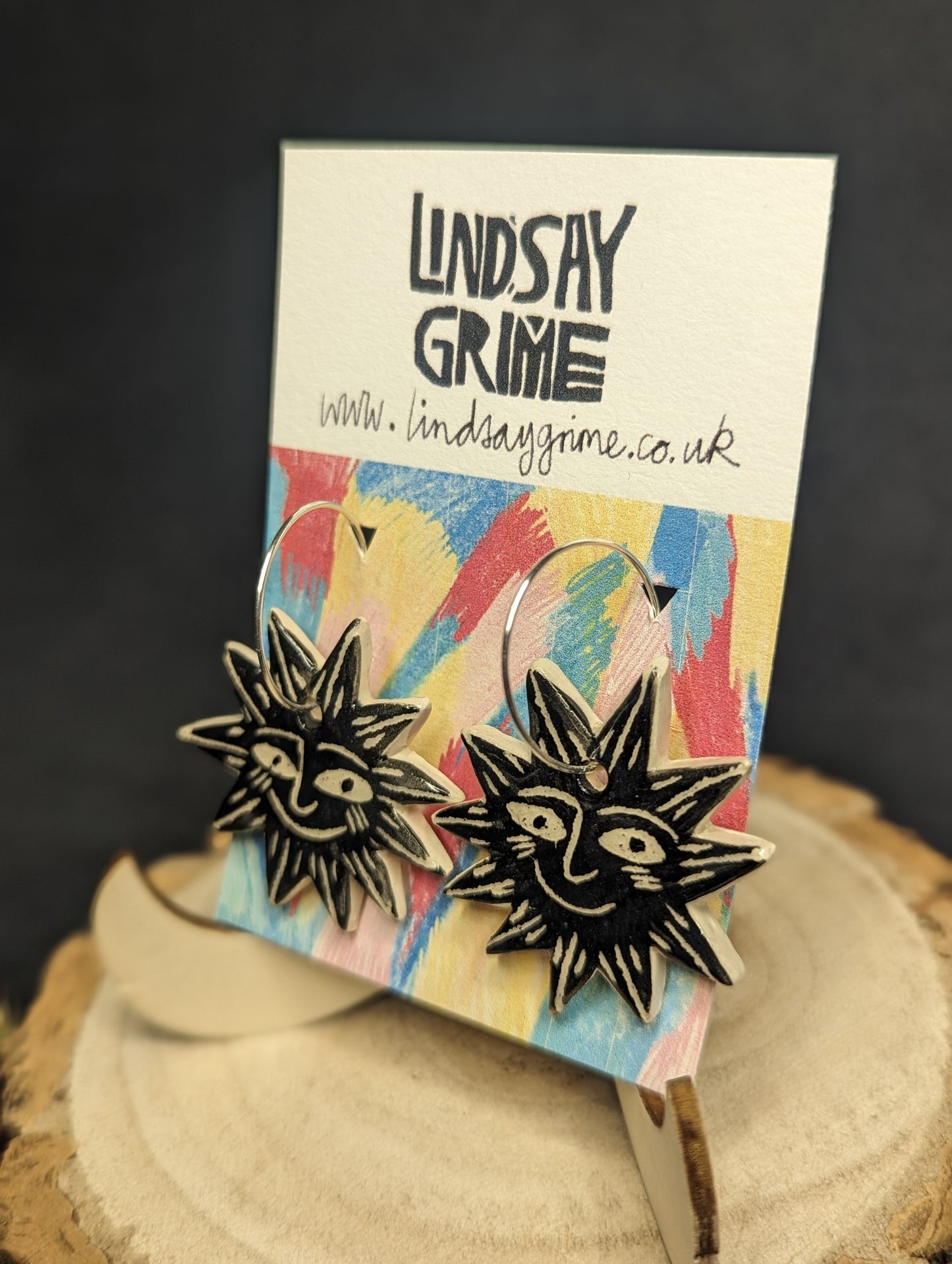 Ceramic Sun Hoop Earrings
