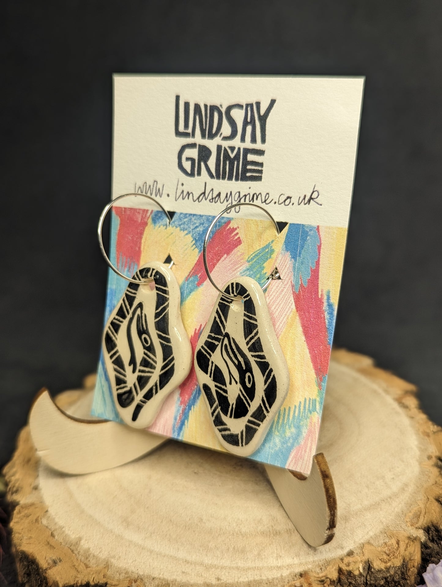 Ceramic Snake Hoop Earrings