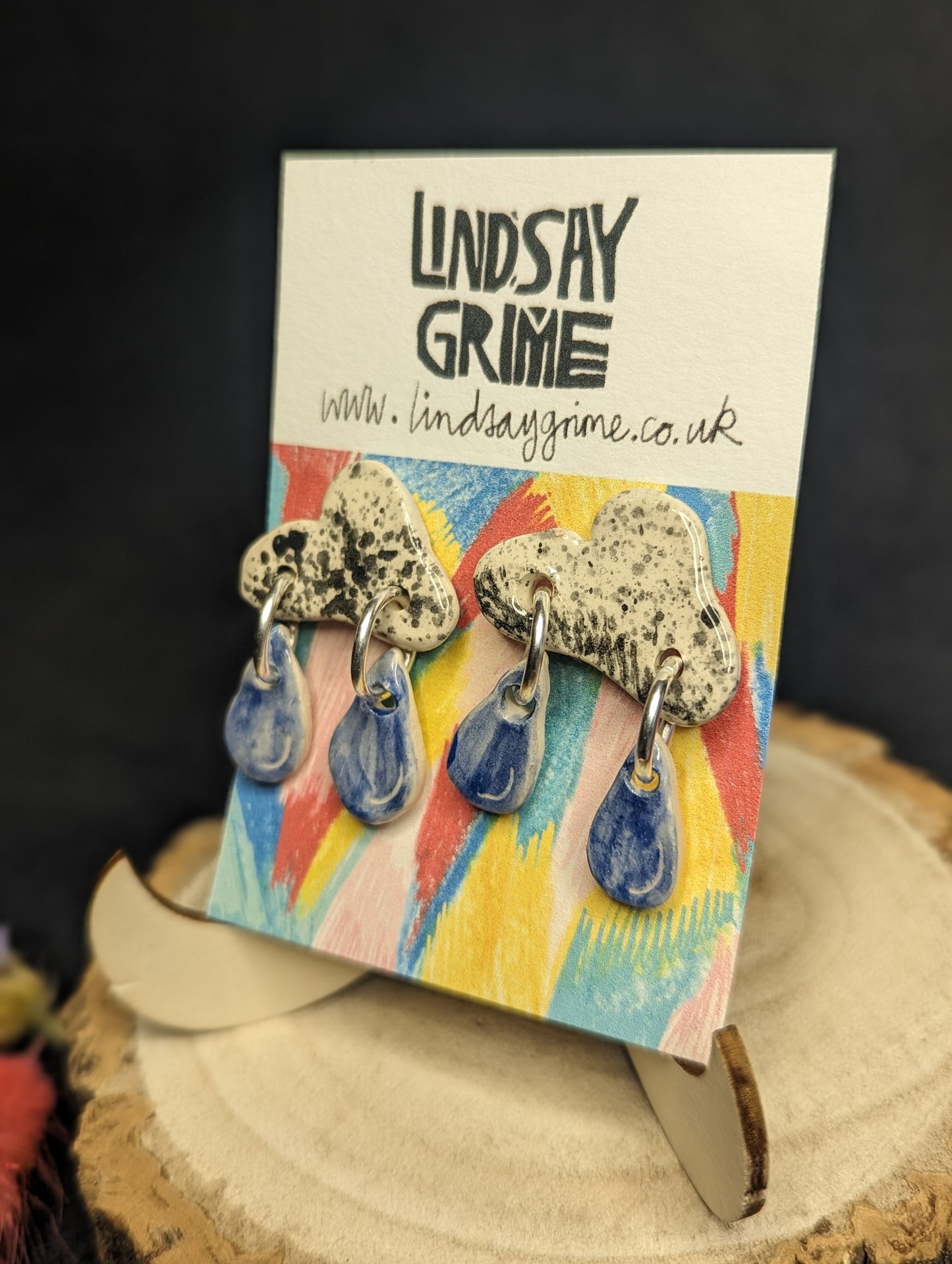 Ceramic Rain Clouds Drop Studs