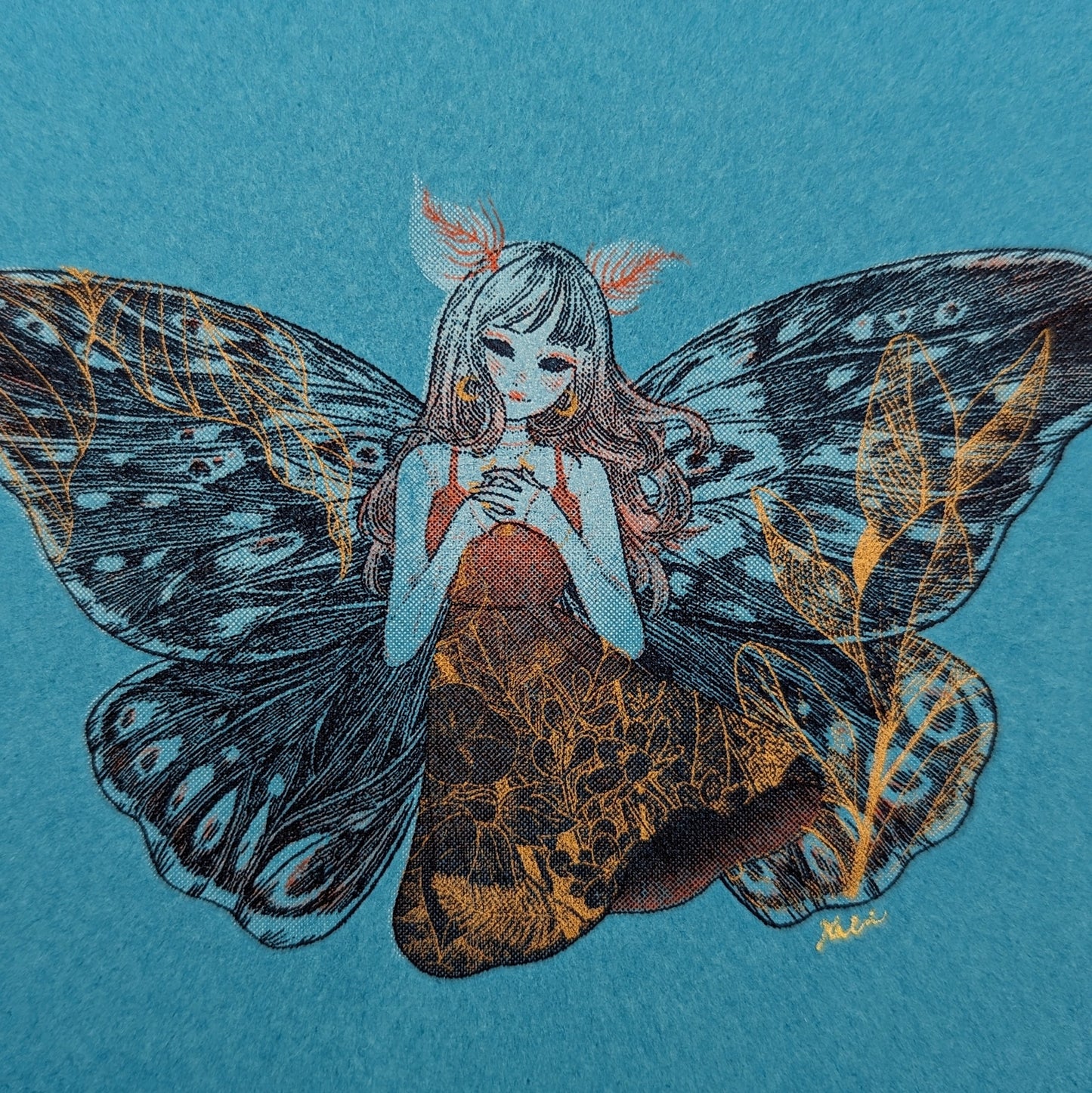 "Moth Girl" Postcard by Kalin Lin