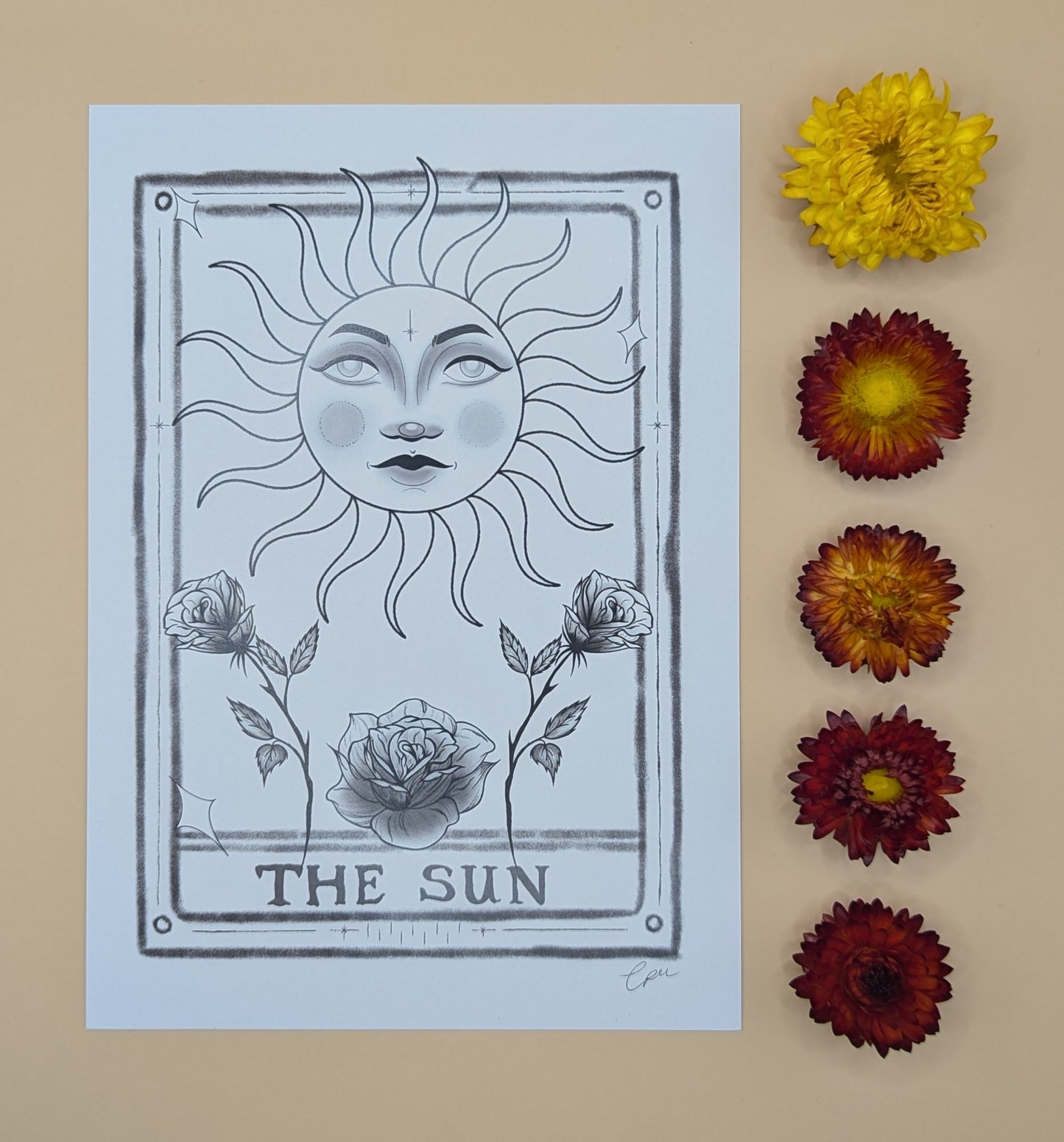 'The Sun' Black and White Print by Lush Paige