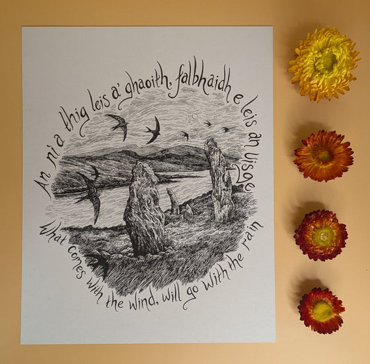 'An Ni a Thig Leis a Ghaoith' Print by Hester Aspland