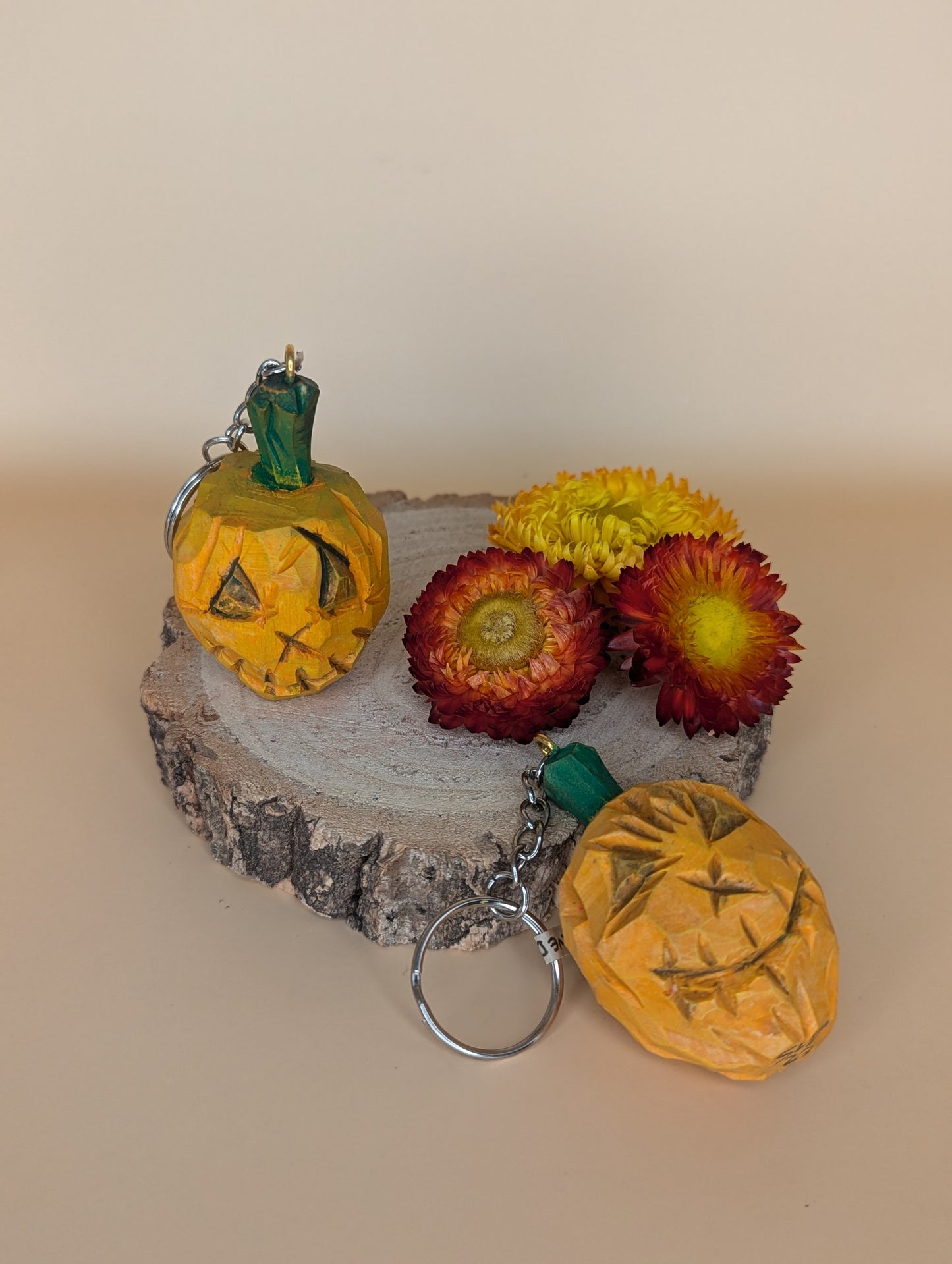 Scarecrow Woodcrafts Pumpkin Keychain