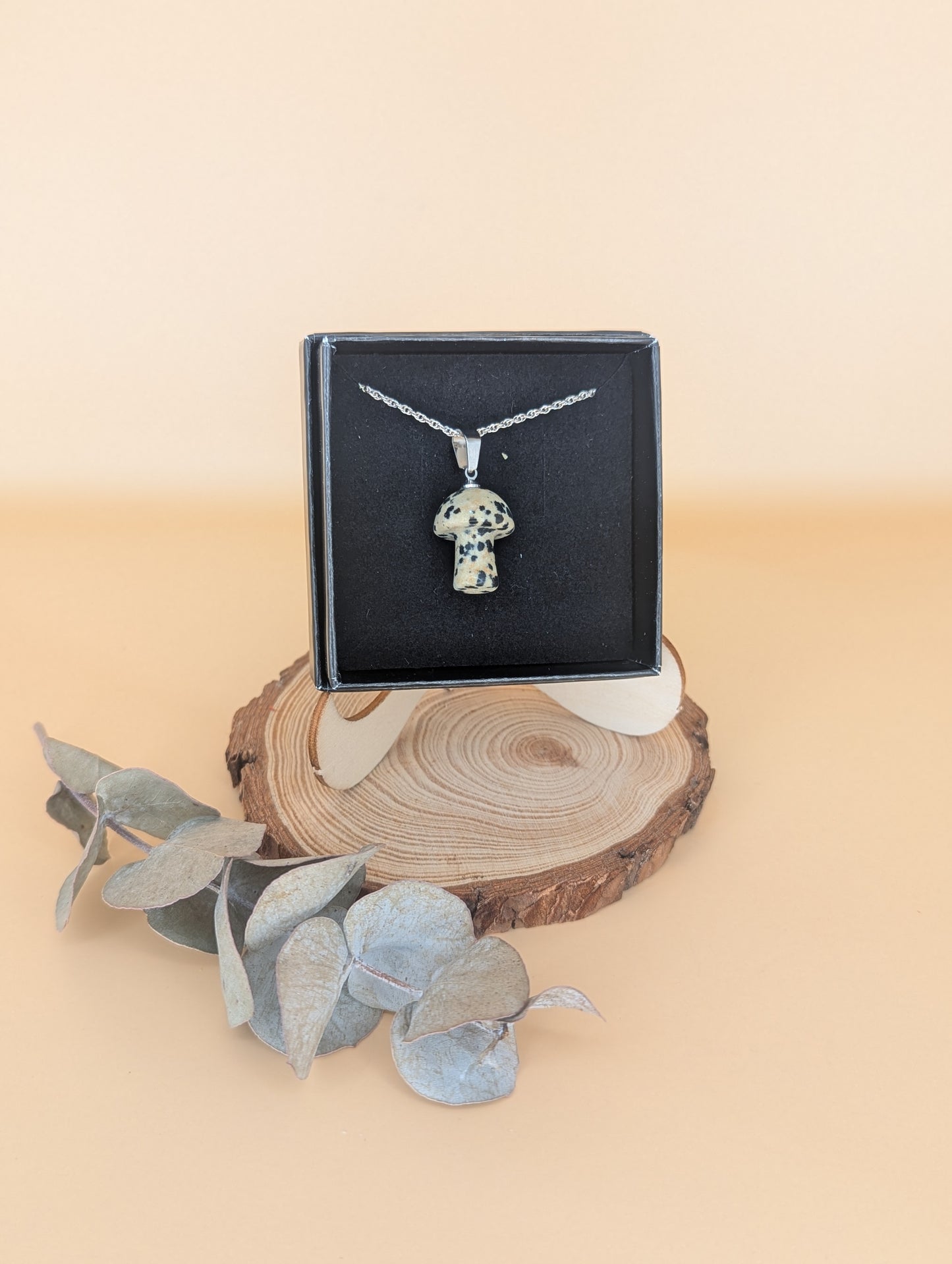 Crystal Mushroom Pendant on Silver Chain