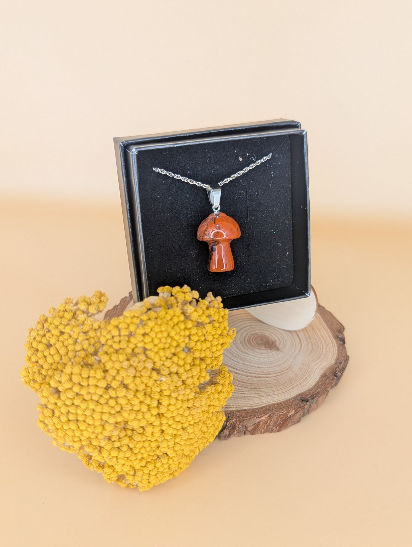 Crystal Mushroom Pendant on Silver Chain