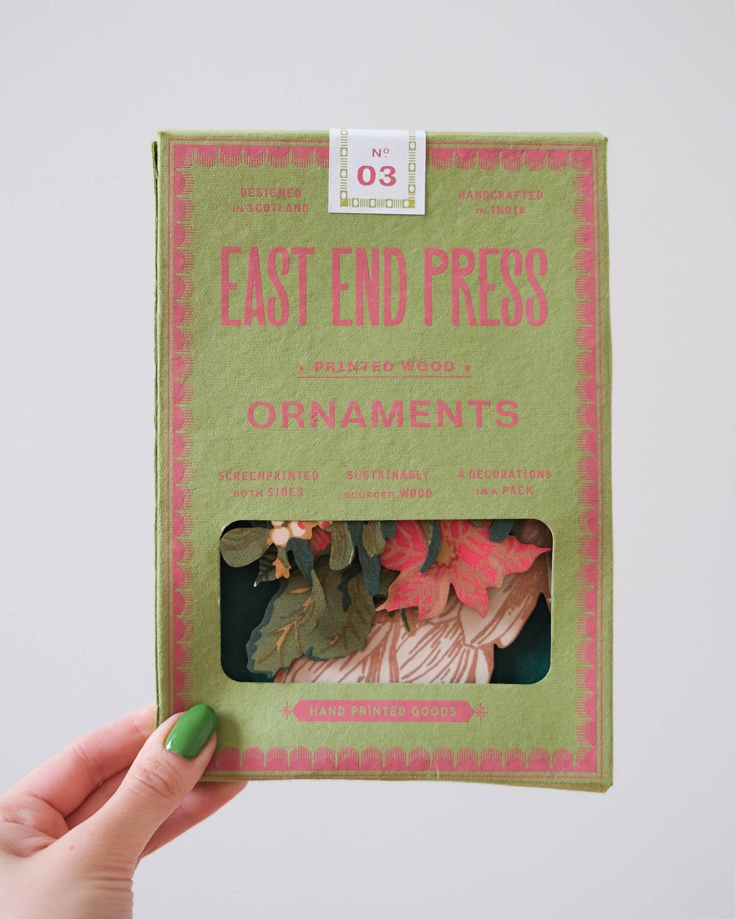 Festive Foliage Wooden Ornaments by East End Press