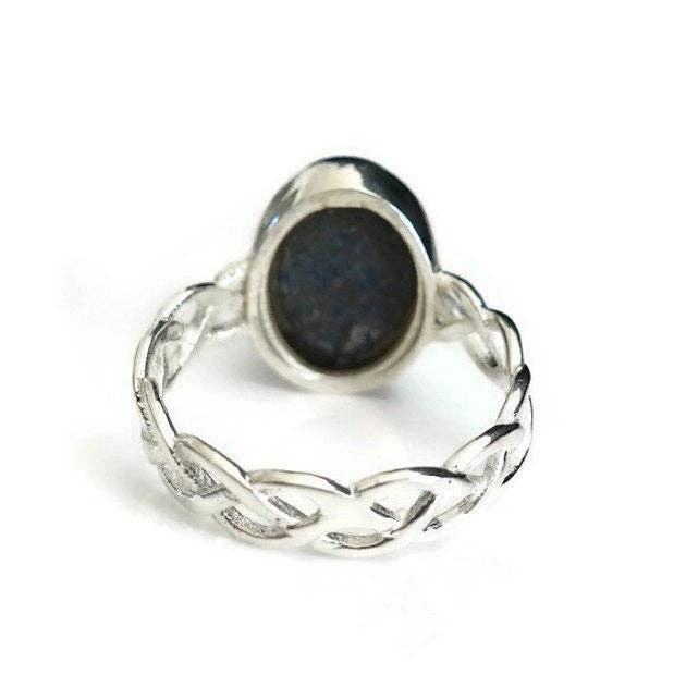 Sterling Silver Lapis Lazuli Celtic Weave Ring