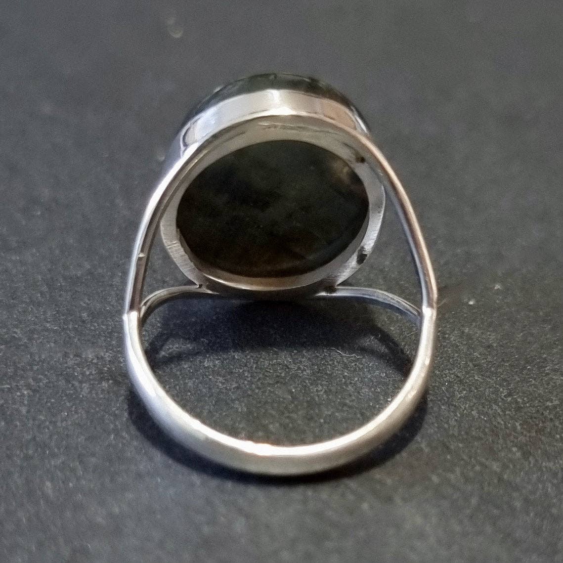 Sterling Silver Large Oval Labradorite Ring