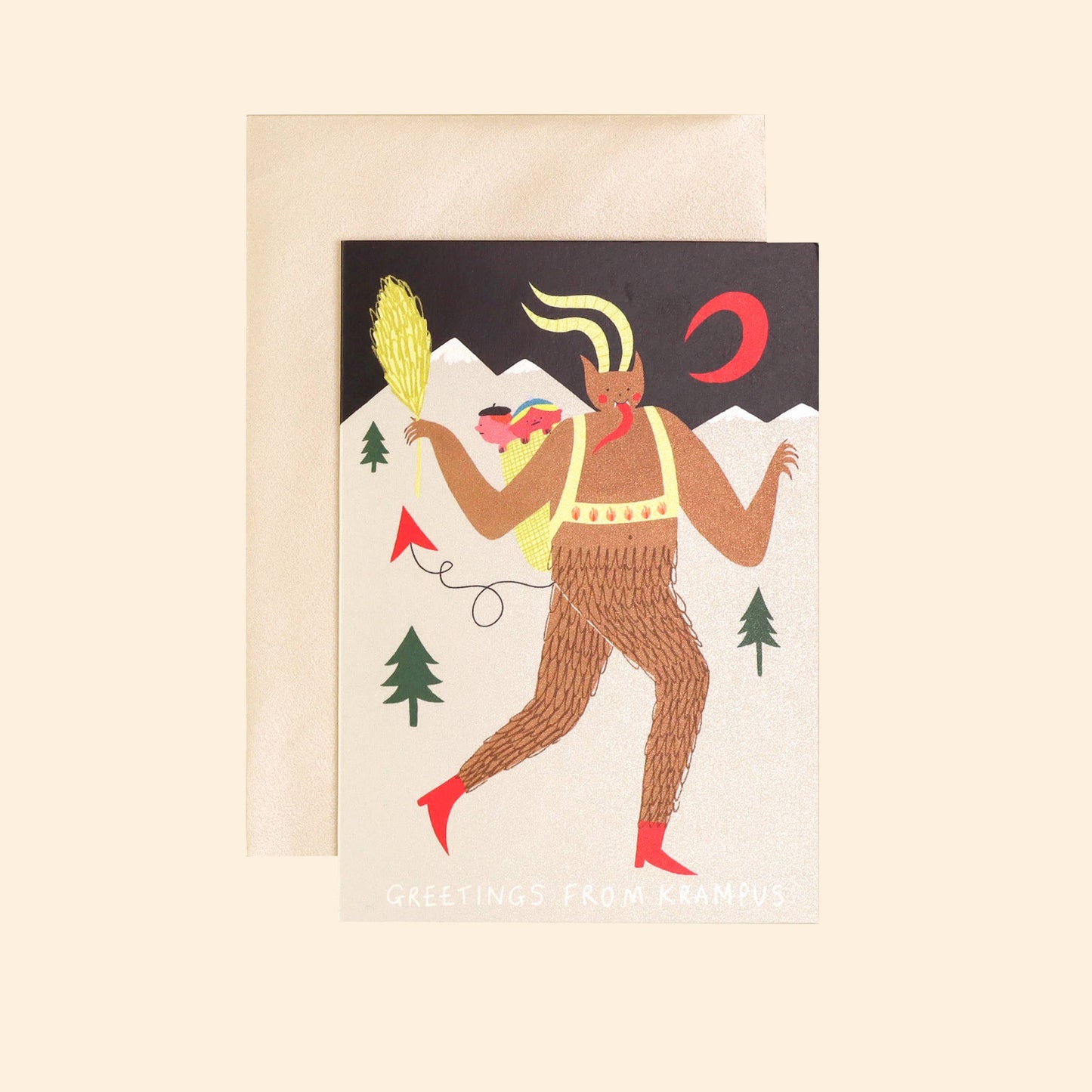 Greetings From Krampus Christmas Card | Folky Card | Unique