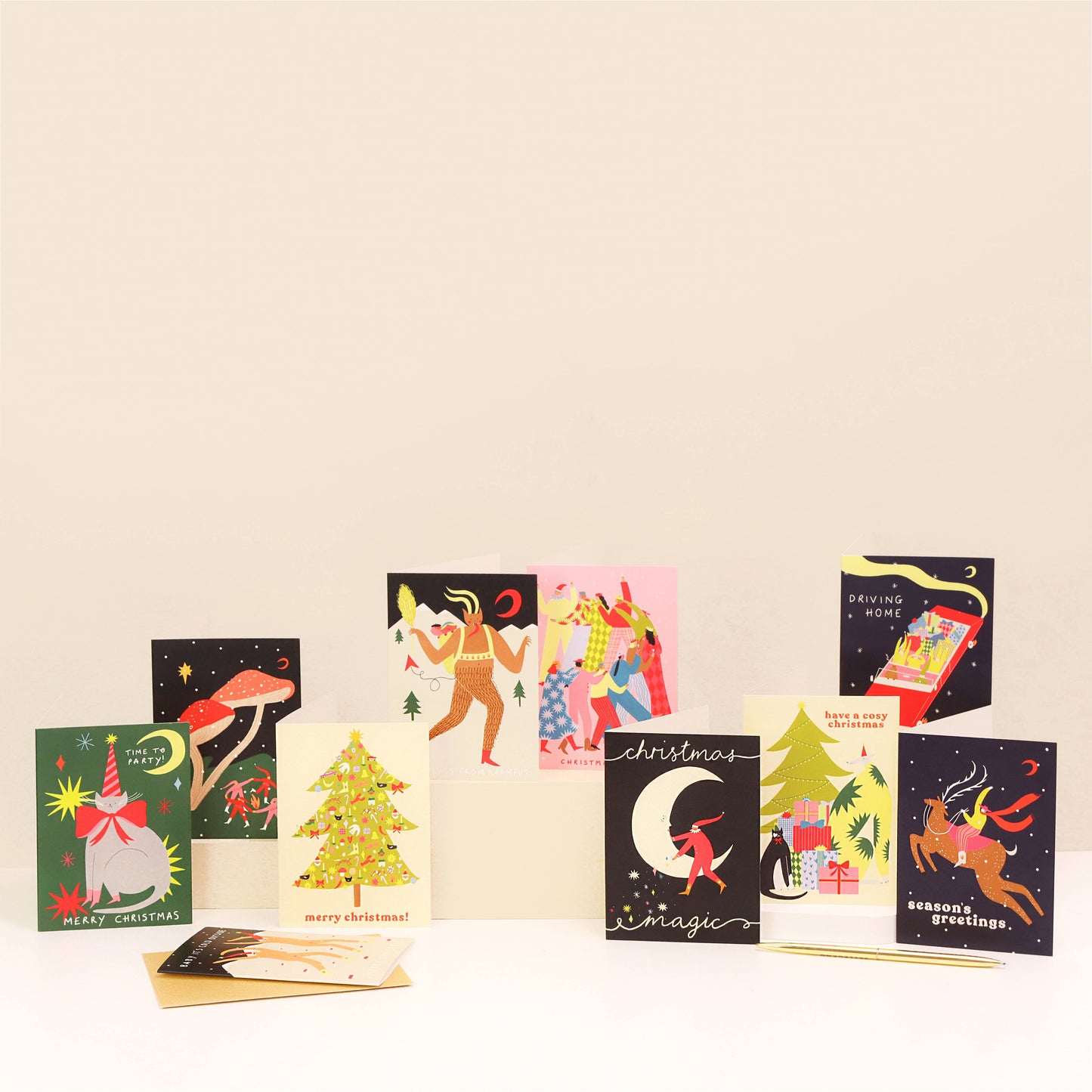 Folky Elves Christmas Card | Mushroom Card | Woodland Scene