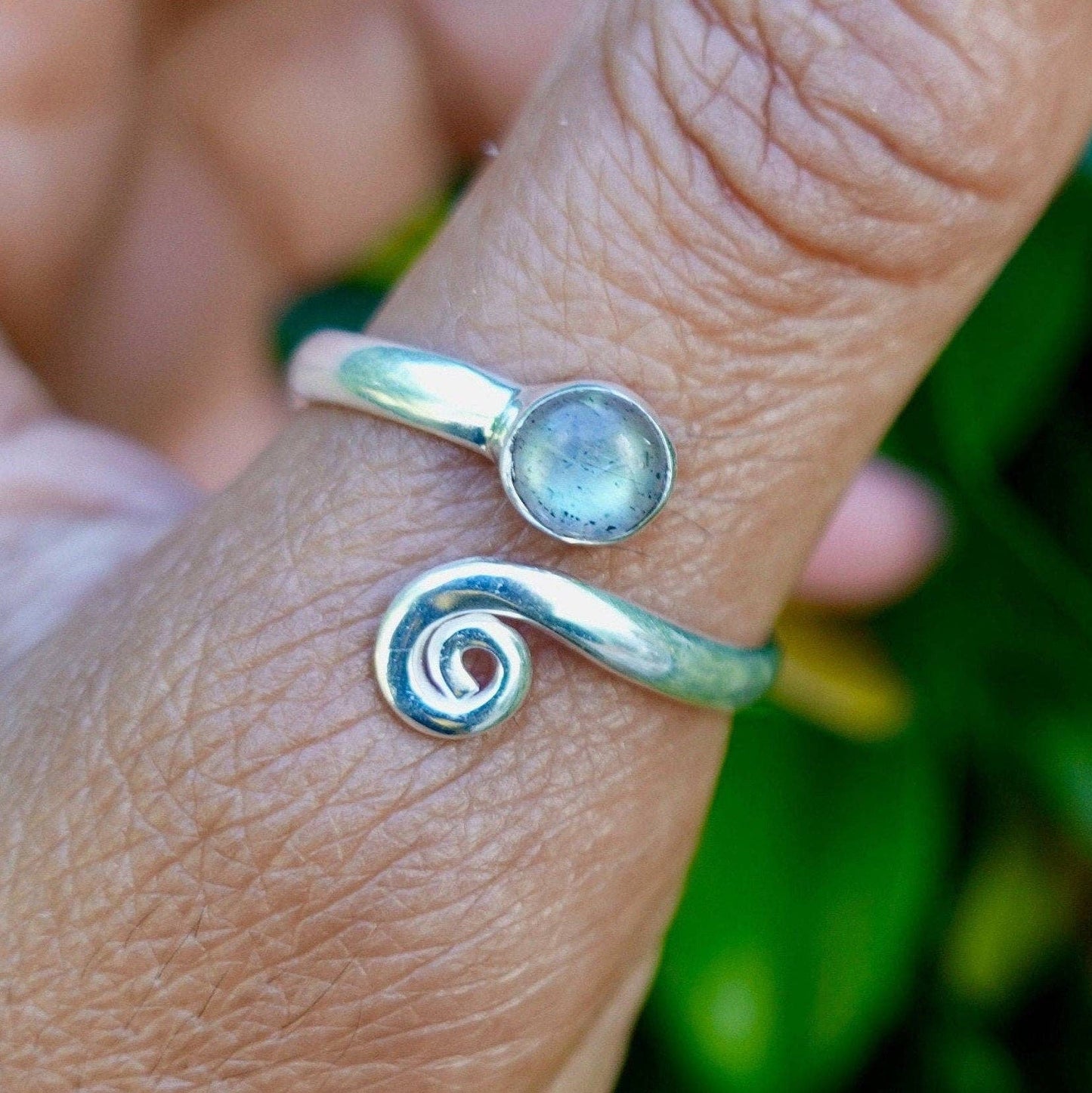Sterling Silver Adjustable Labradorite Ring