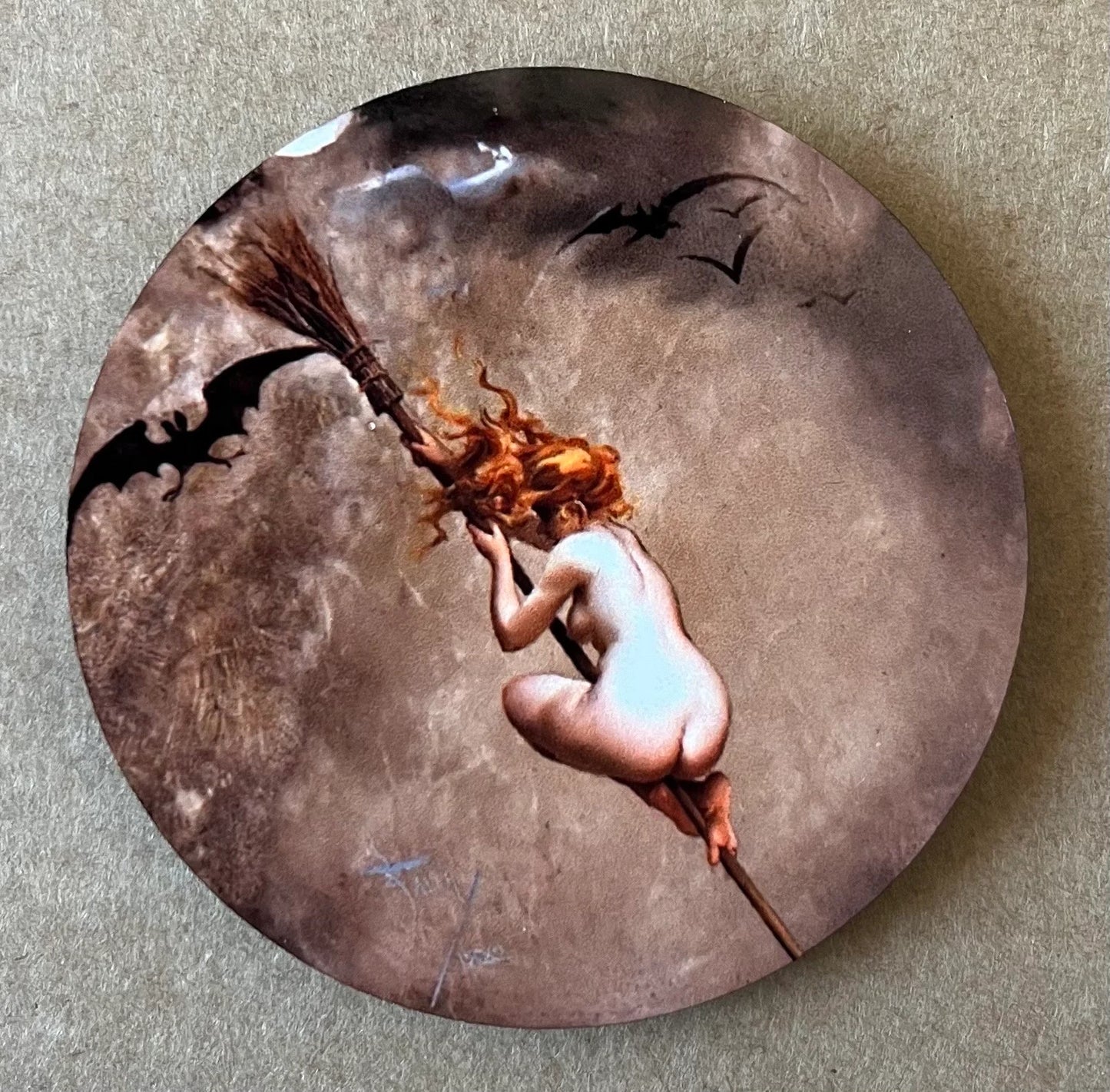 'Witch on Broom' Fridge Magnet