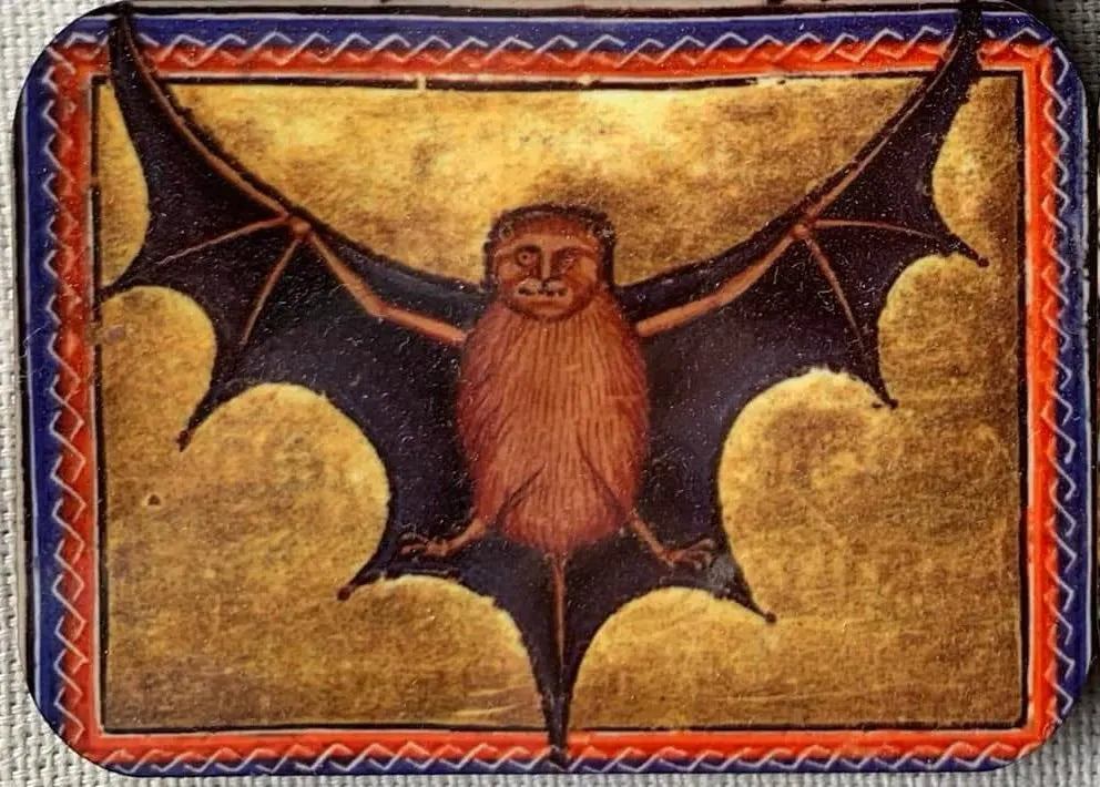 'Medieval Bat Against Mustard Background' Fridge Magnet