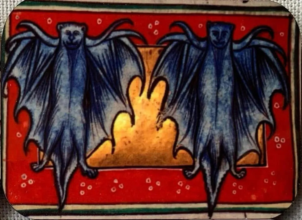 'Medieval Twin Bats' Fridge Magnet