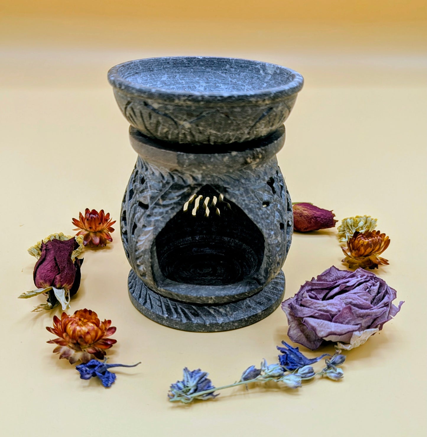Large Sun Soapstone Oil Burner
