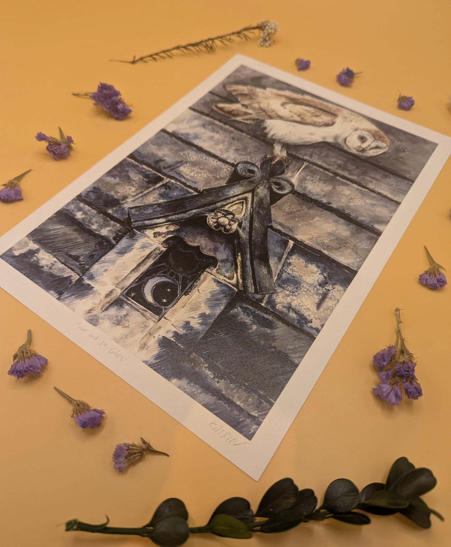 'Owl & St Giles' Print by Katrin Blackwater