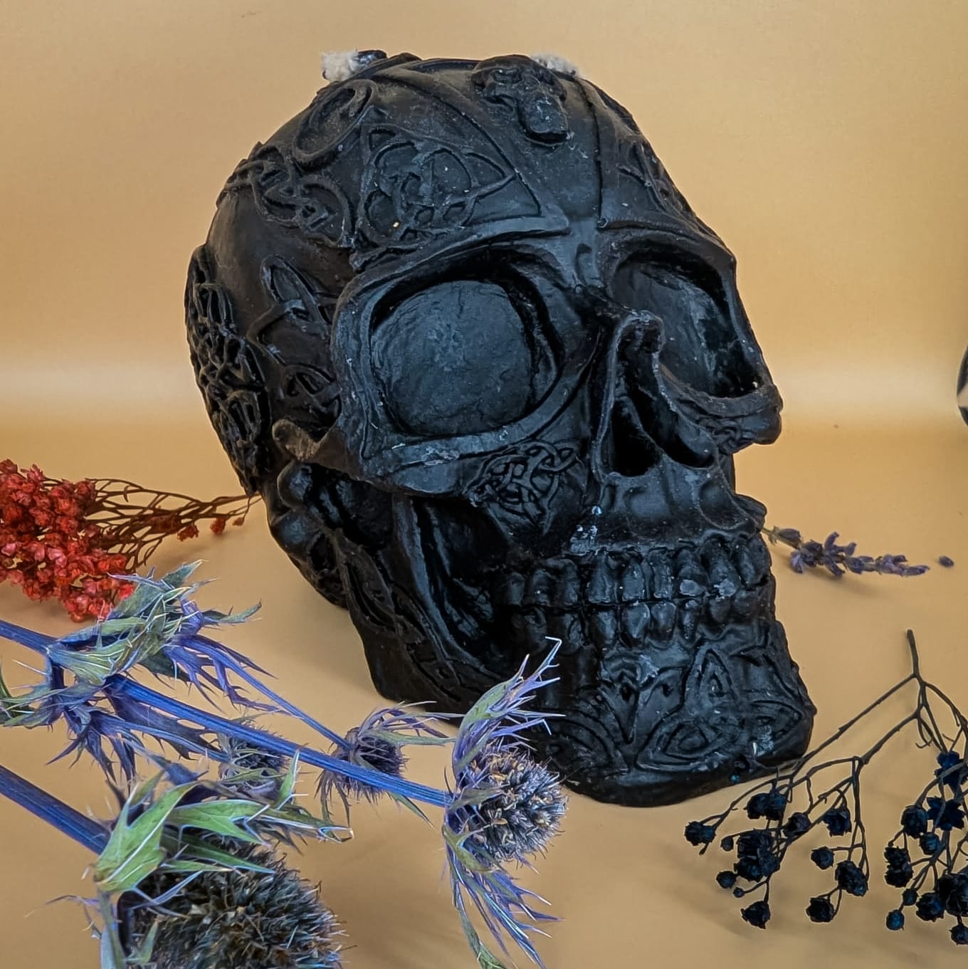 Black Skull Beeswax Candle