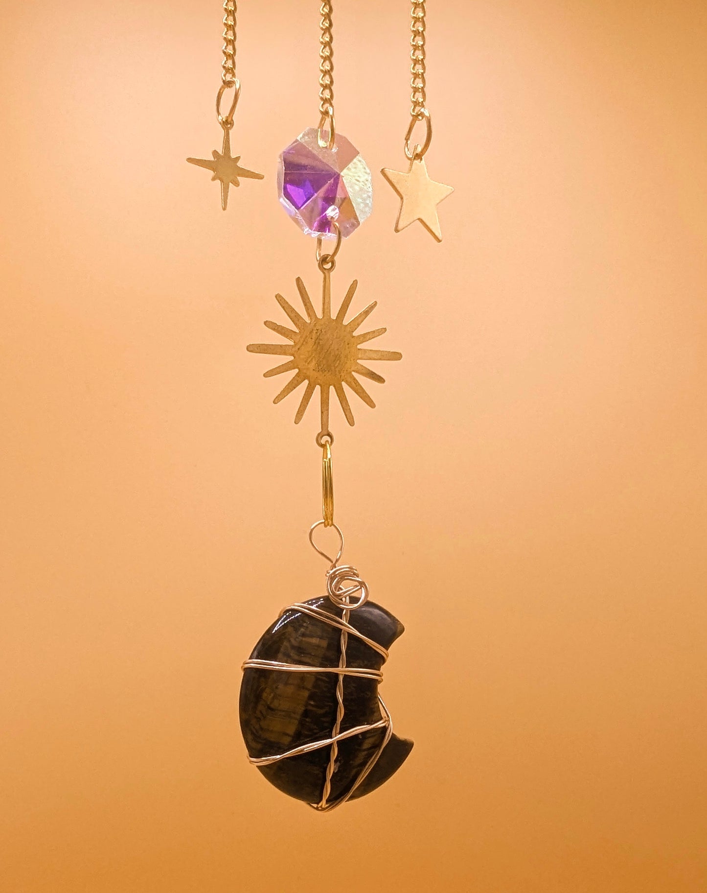 Tiger's Eye Crystal Moon Sun Catcher