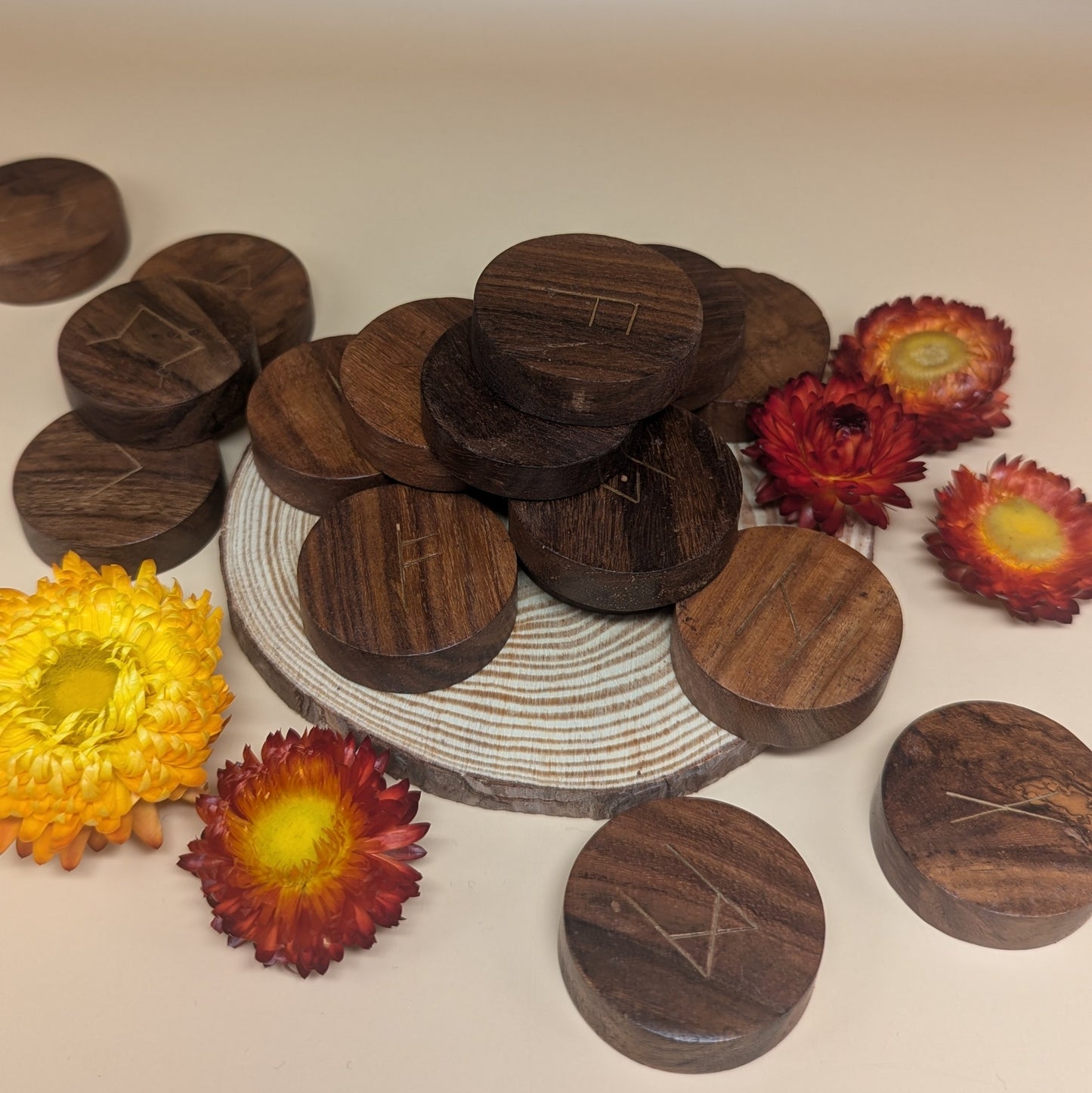 Hand-Carved Wooden Runes