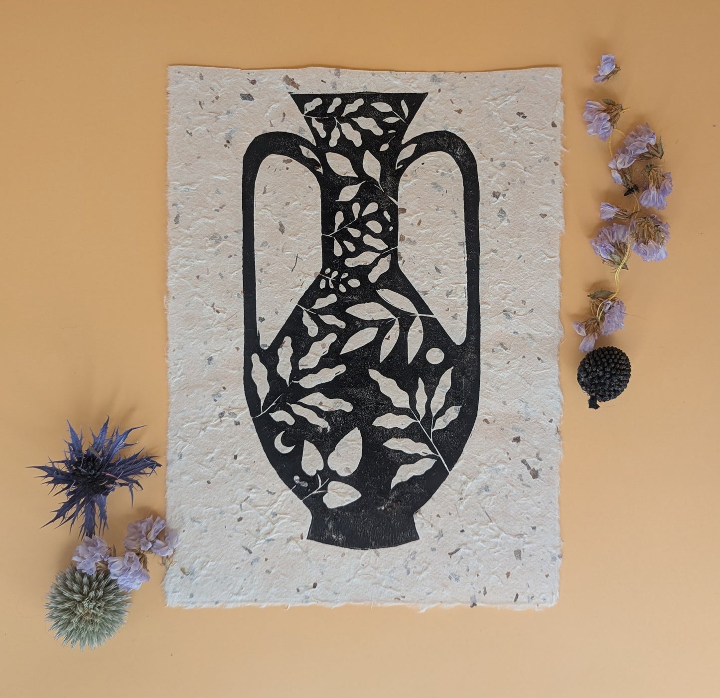Floral Vase Lino Print