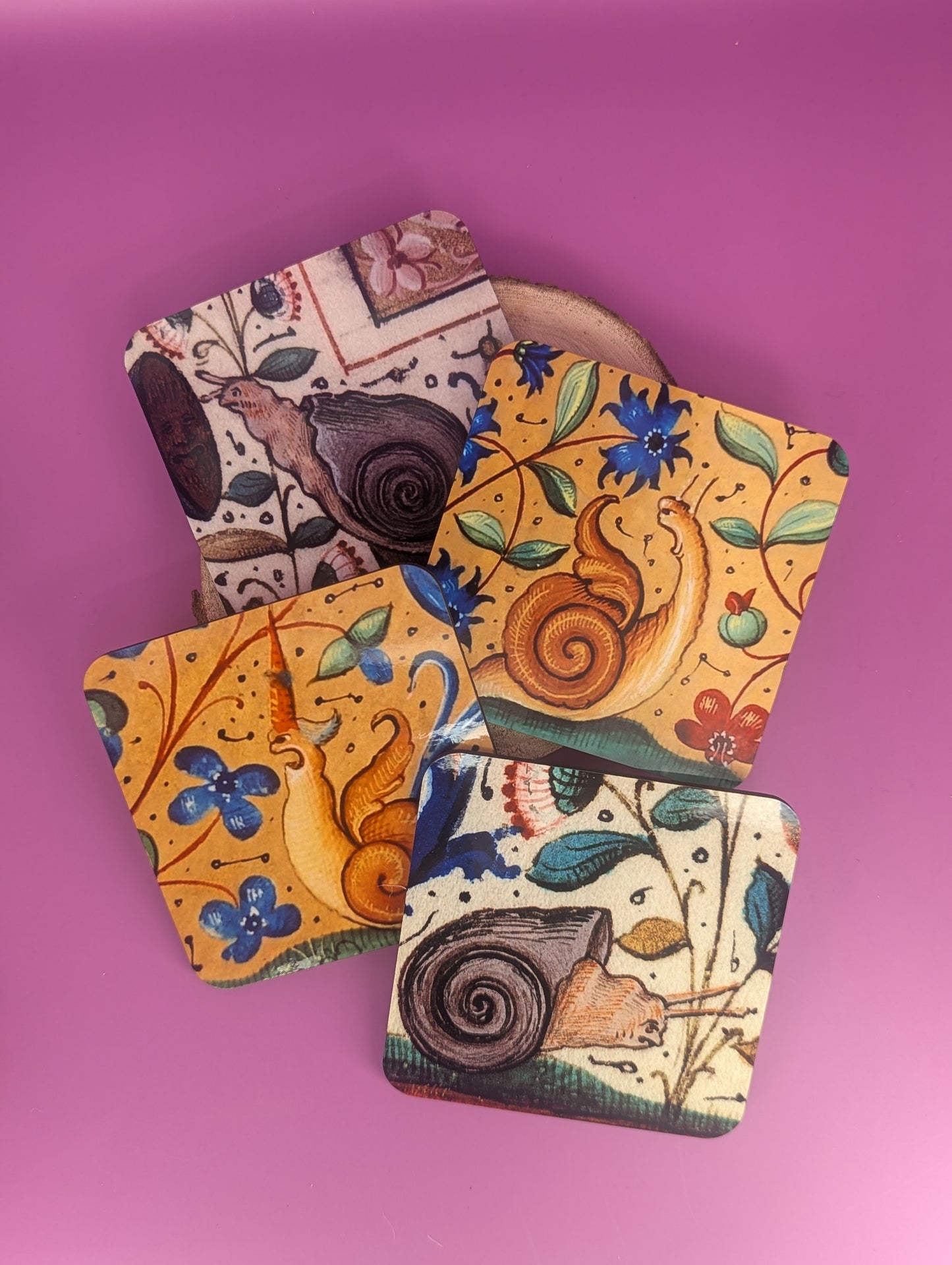 'Medieval Snails' Coasters