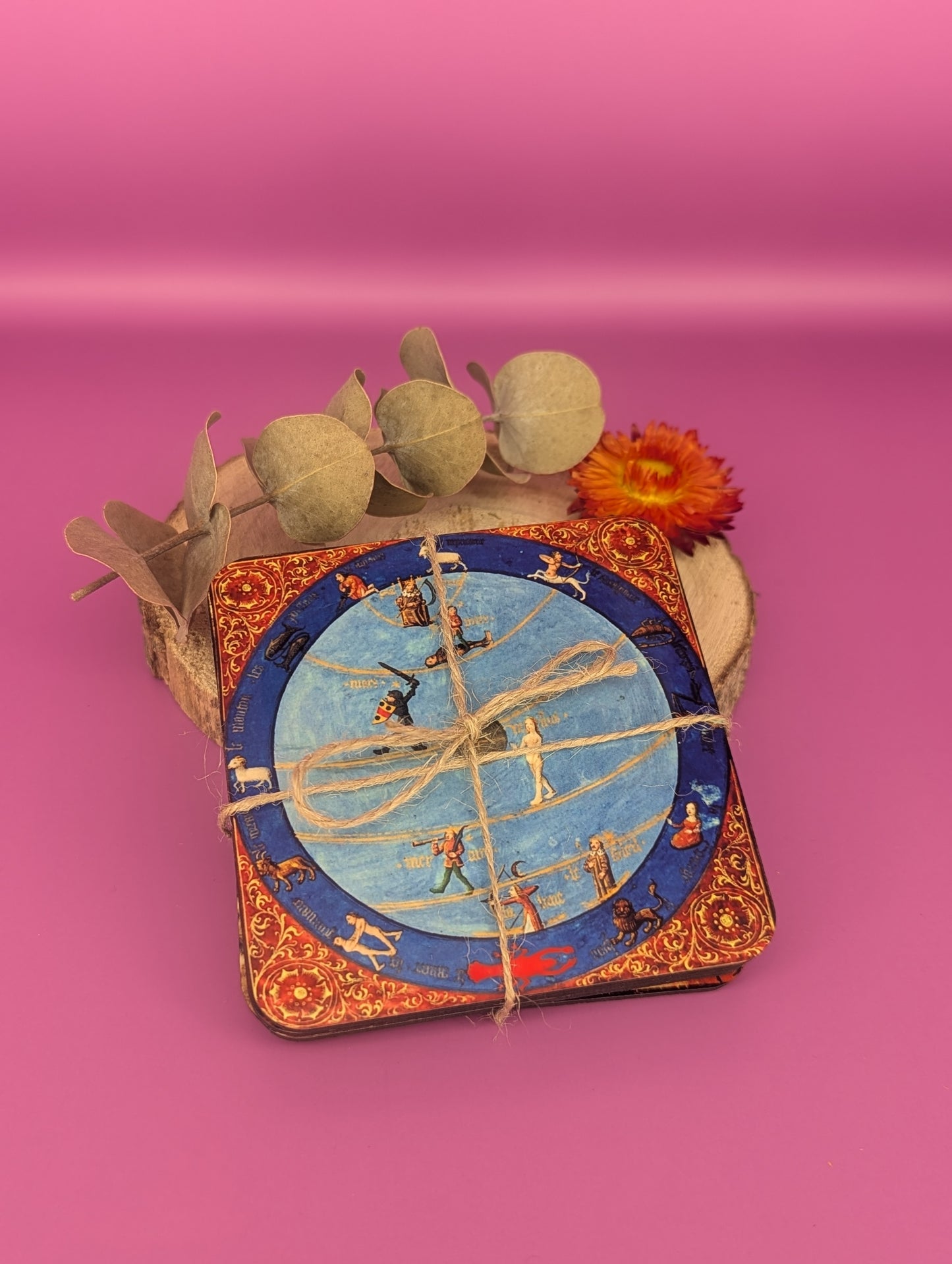 'Medieval Zodiac Chart' Coasters