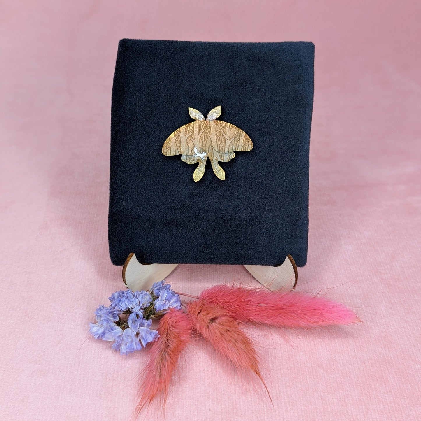 Large Wooden Moth Badge by Kalin Lin